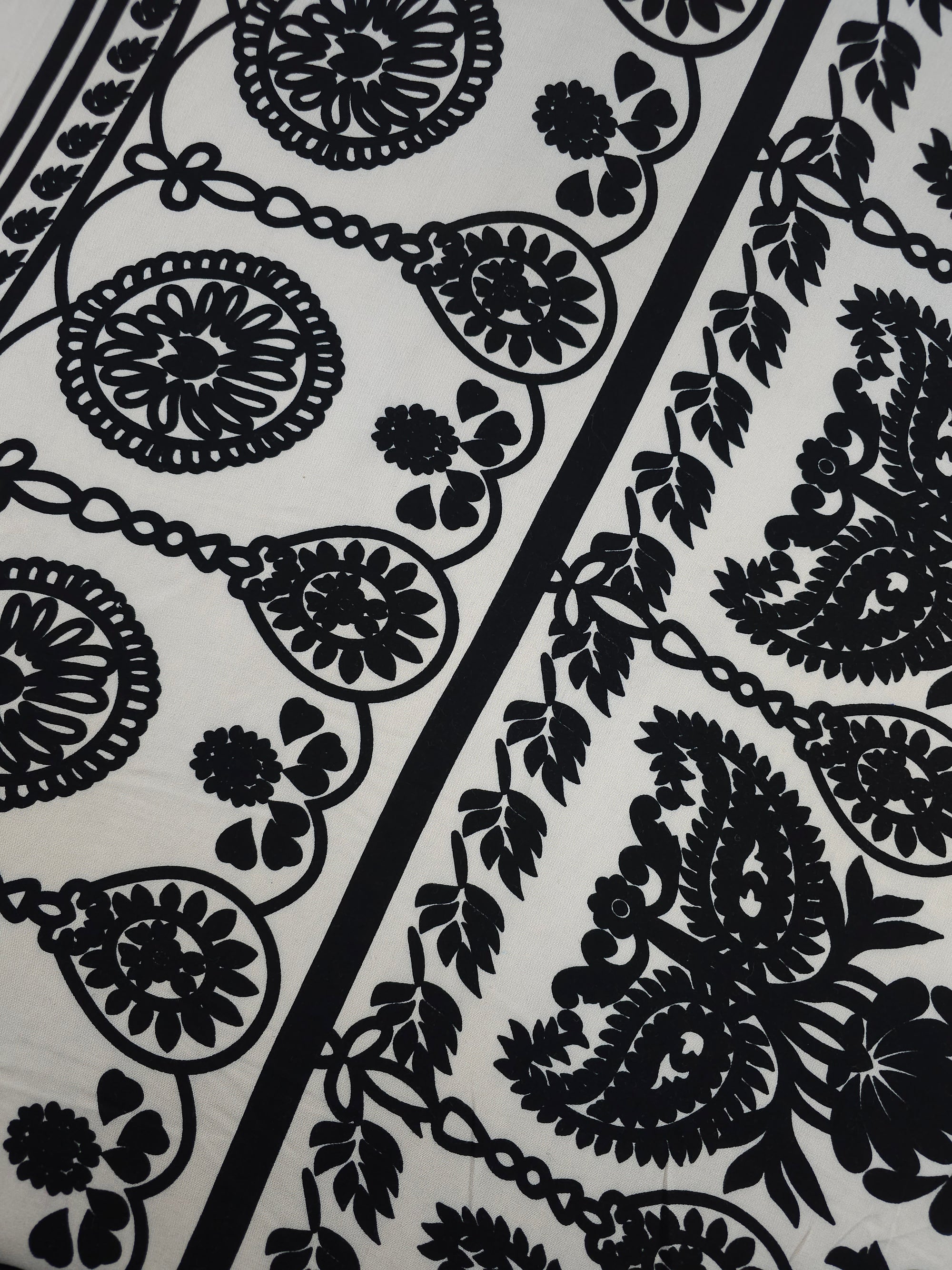 Beige/Black Masquerade Damask Viscose Challis