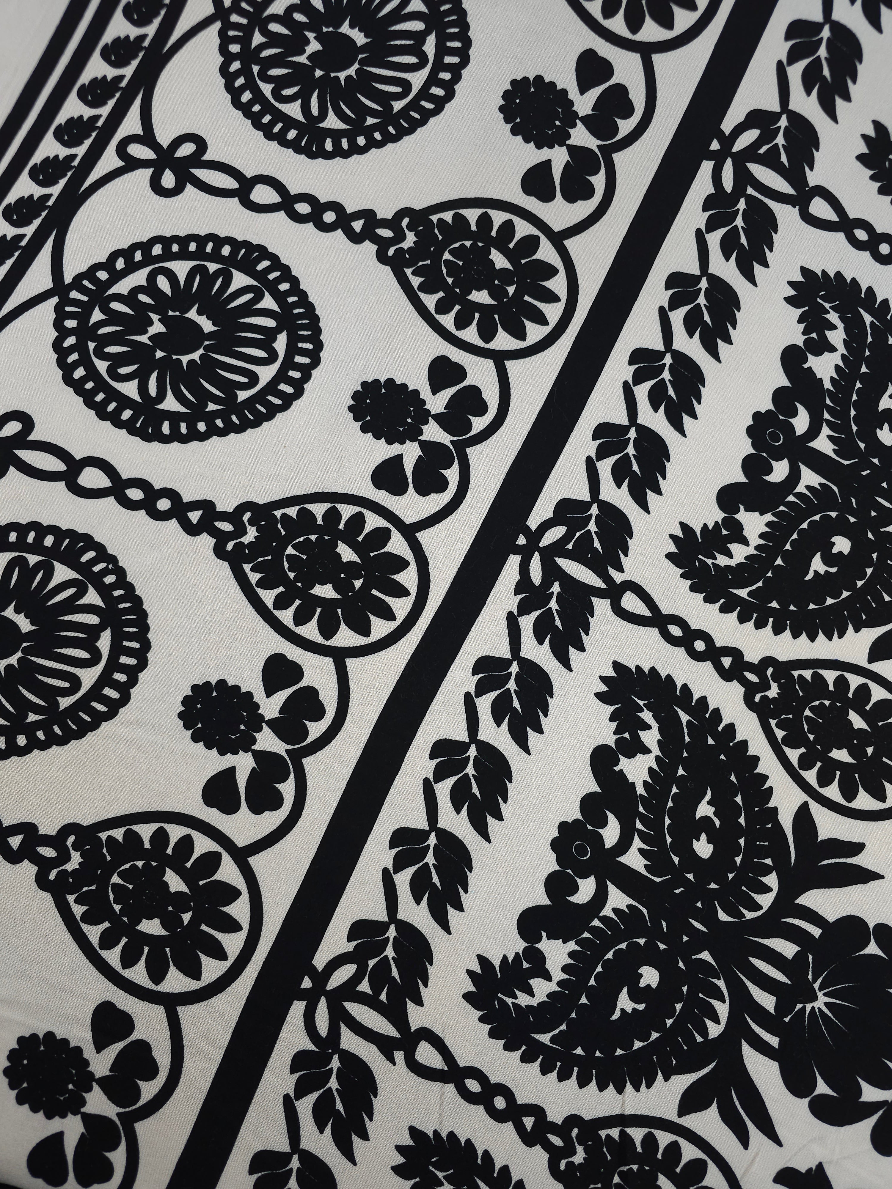 Beige/Black Masquerade Damask Viscose Challis