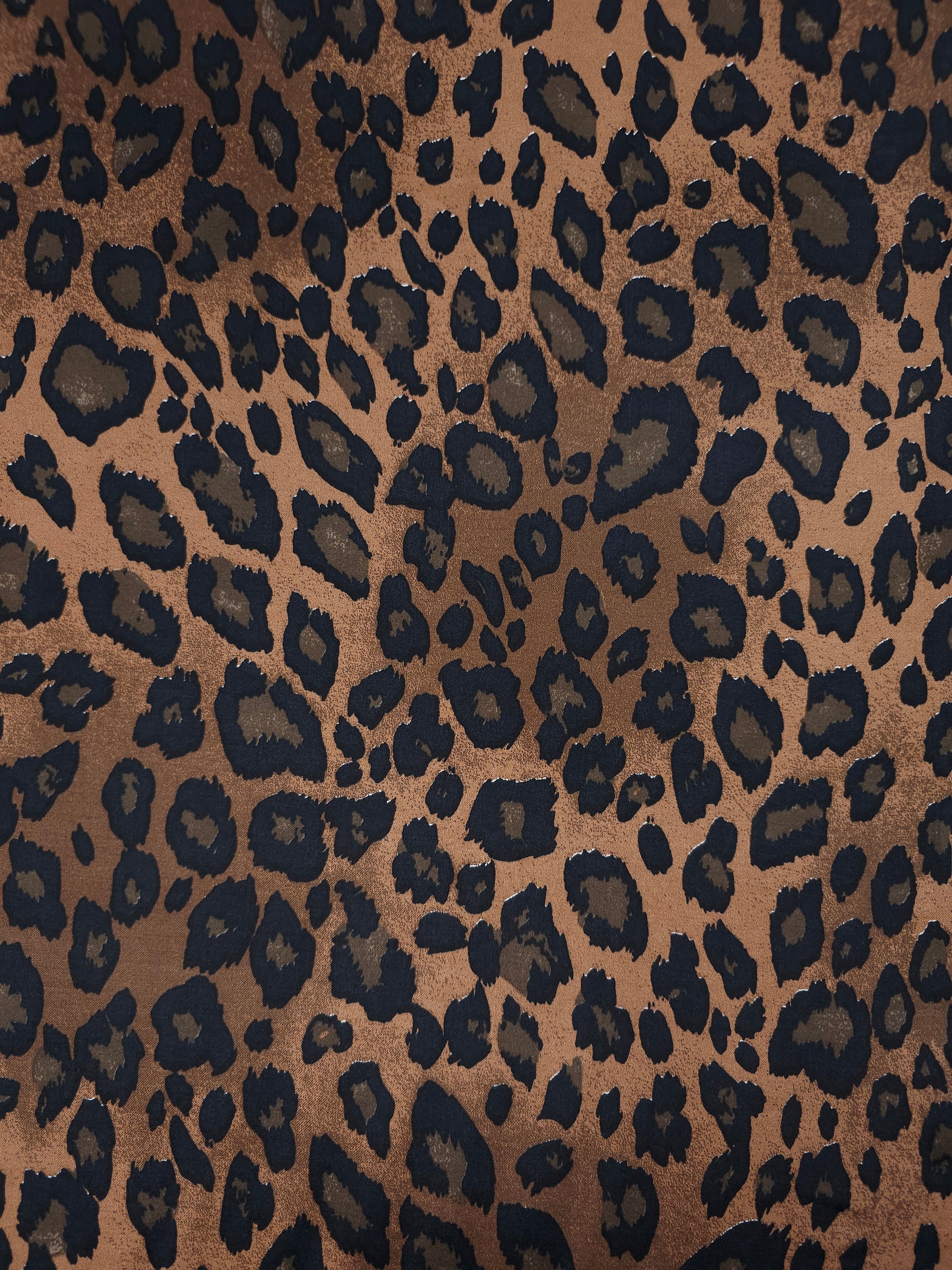 Warm Brown Gradient Leopard Viscose Satin