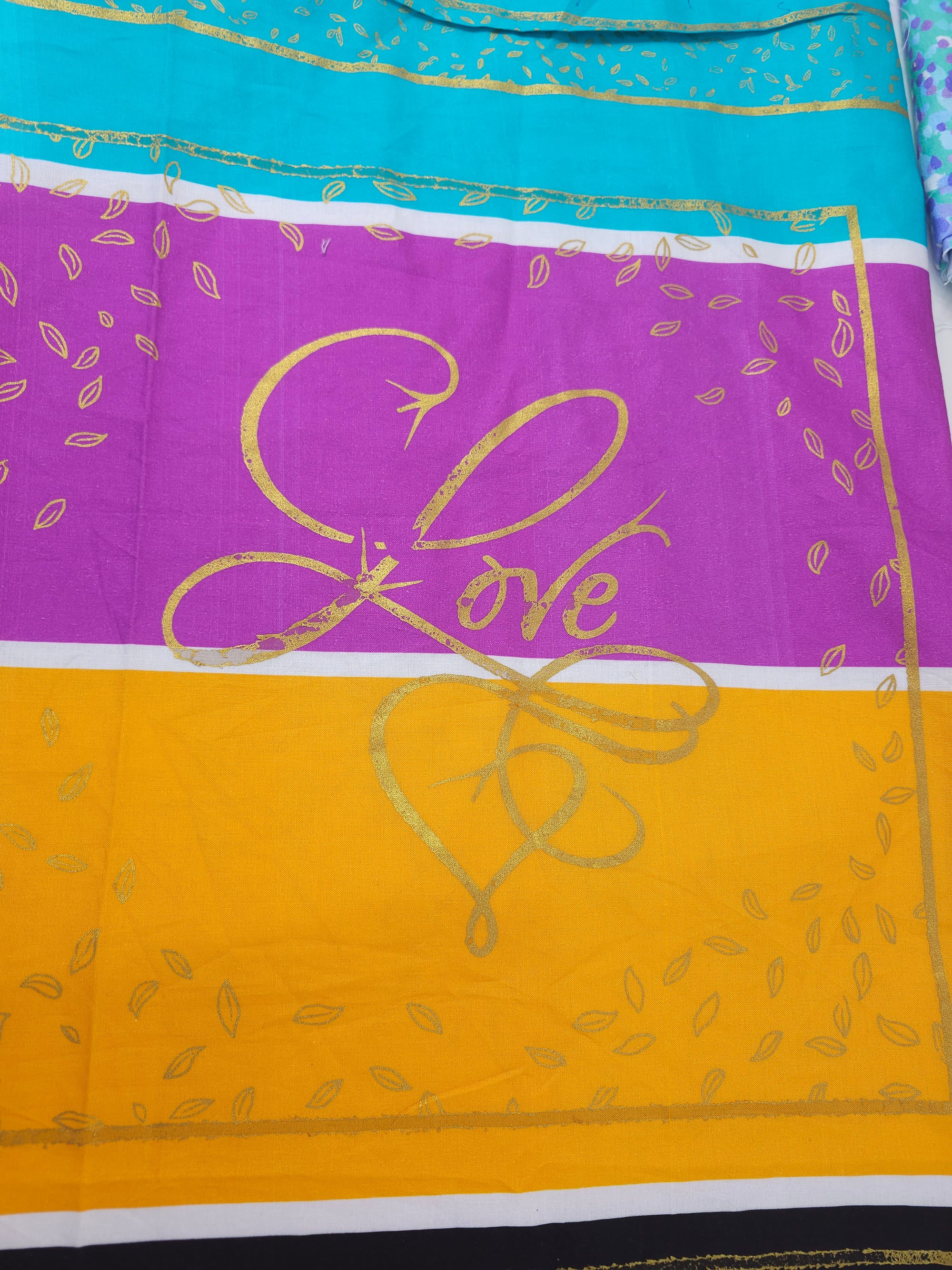 Colourful golden Christmas Cotton- 1.8m piece