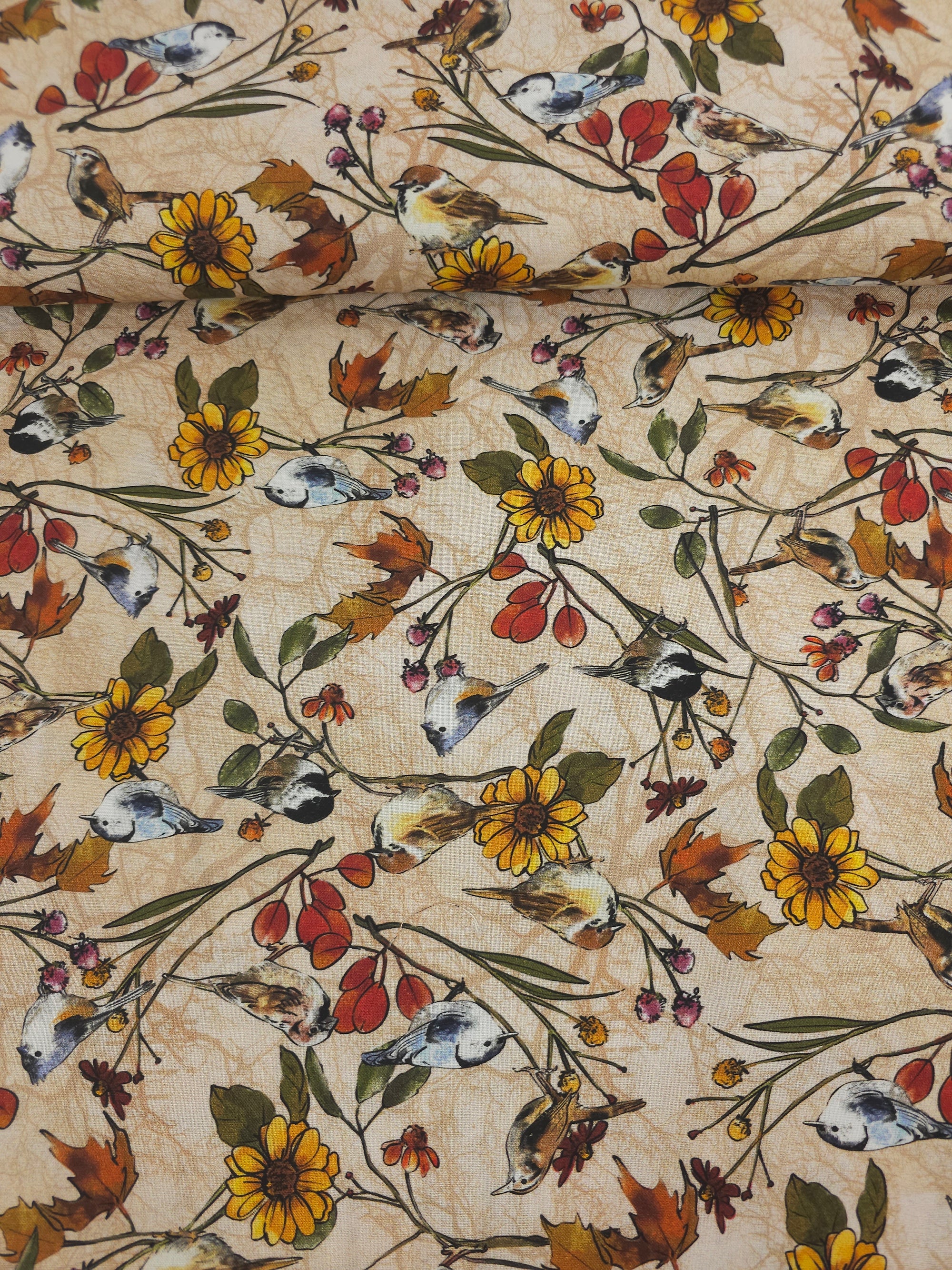 Vintage Bird Floral 100% Cotton
