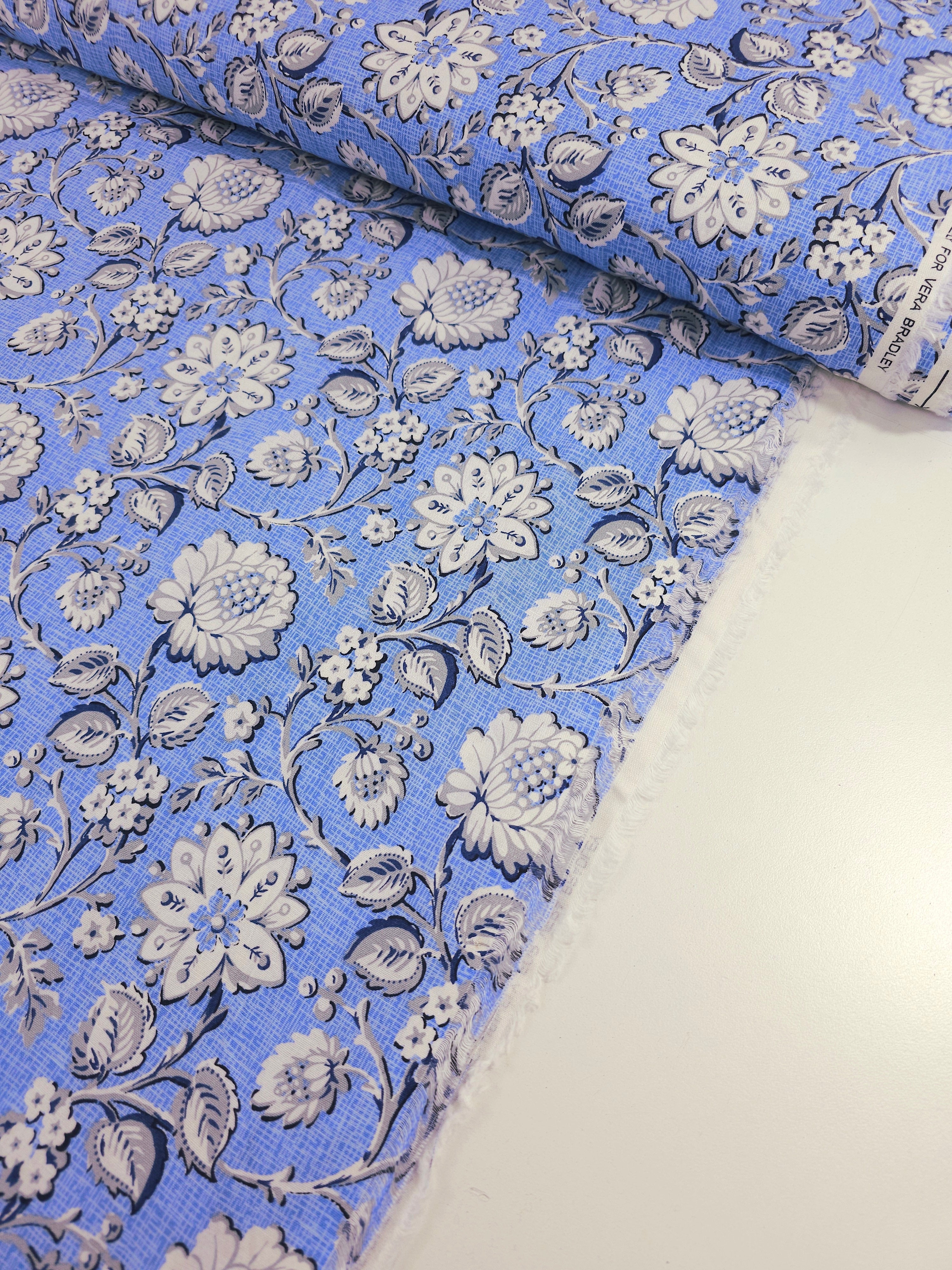 Powder Blue Magnifique Floral 100% Cotton 56"