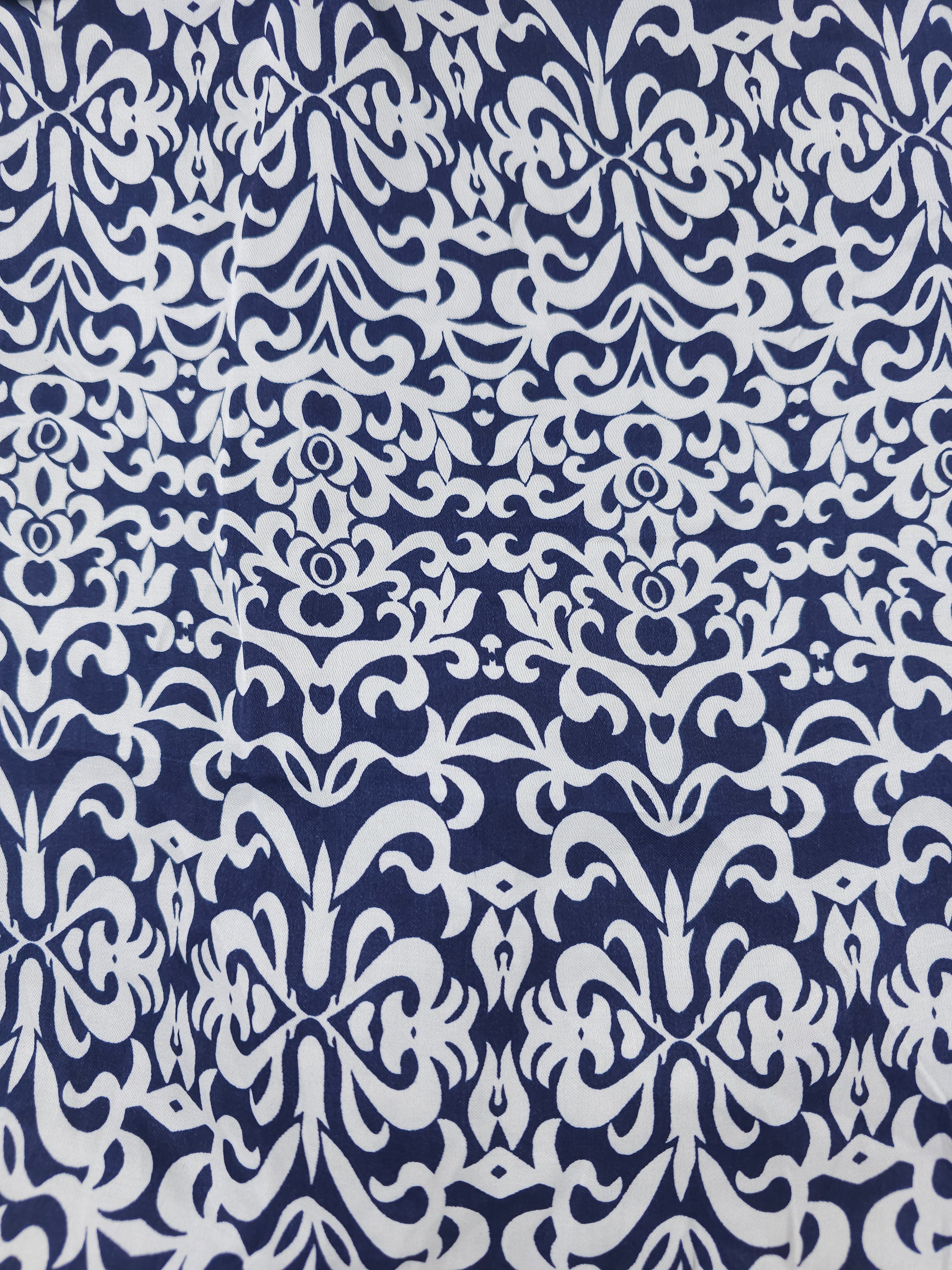 Navy traditional swirl Viscose sateen- 2.7m piece
