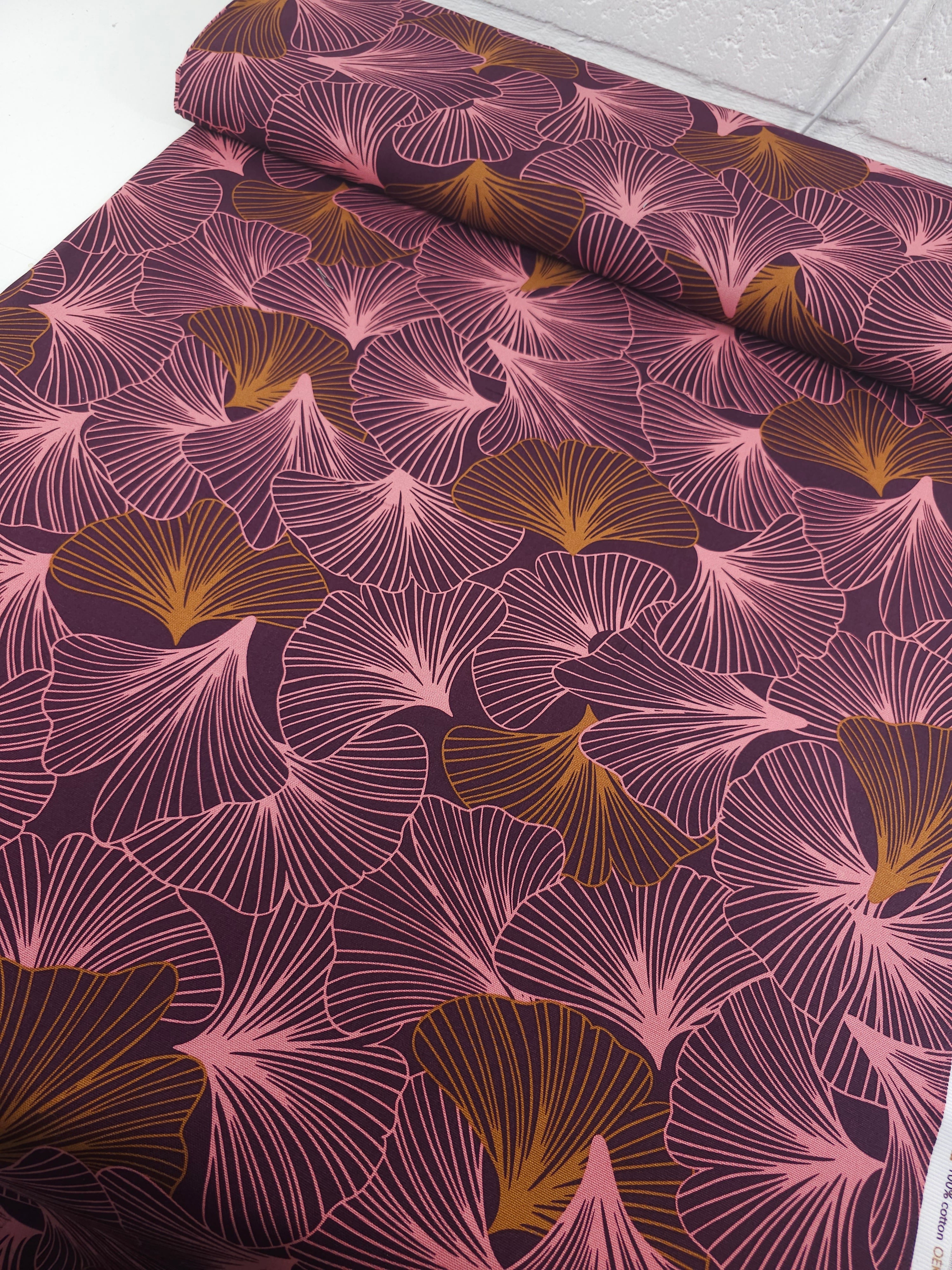 Plum/Blush Flutter Leaf Canvas Cotton