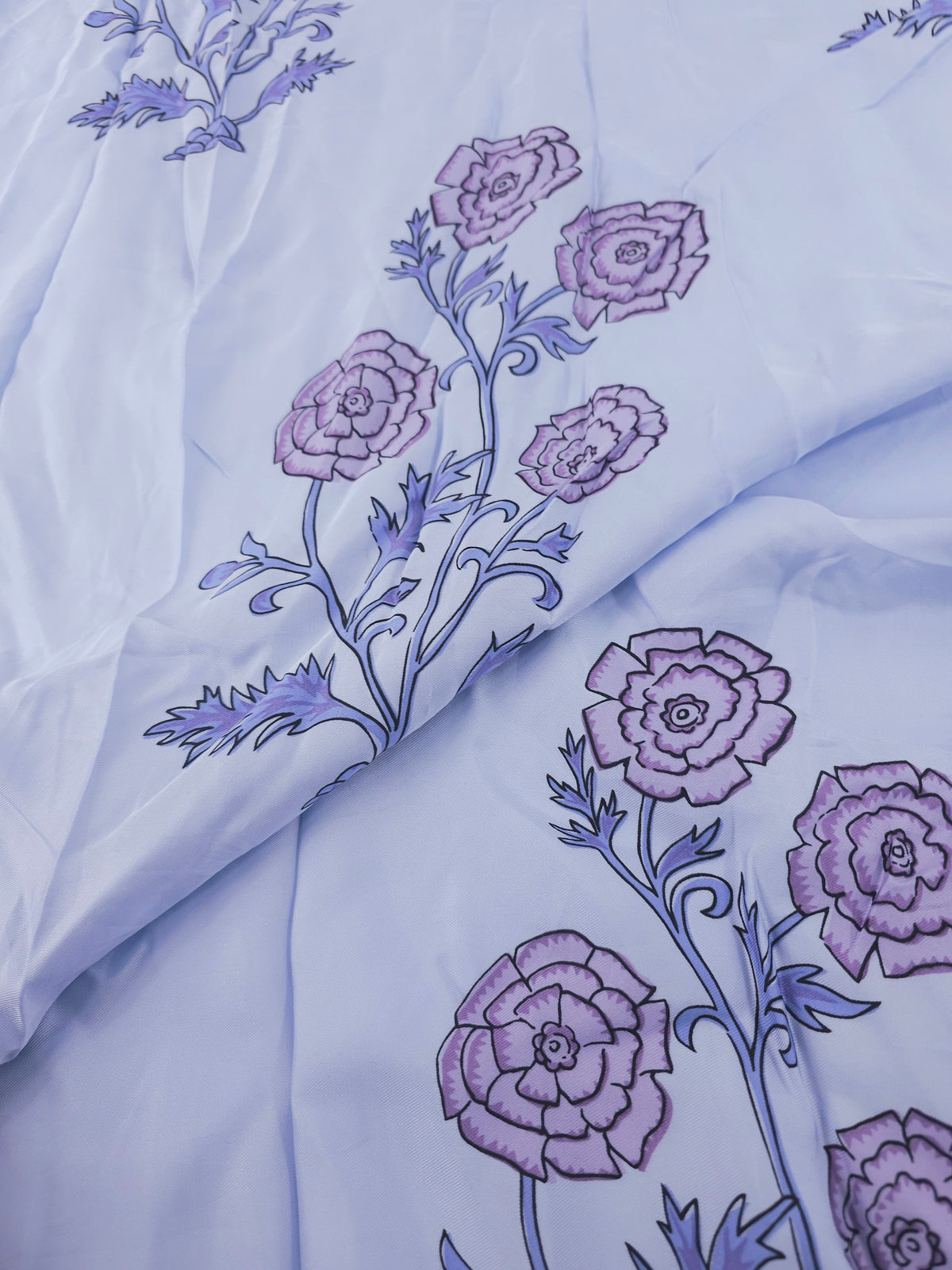 Lavender/Lilac Flower Stem Viscose Satin