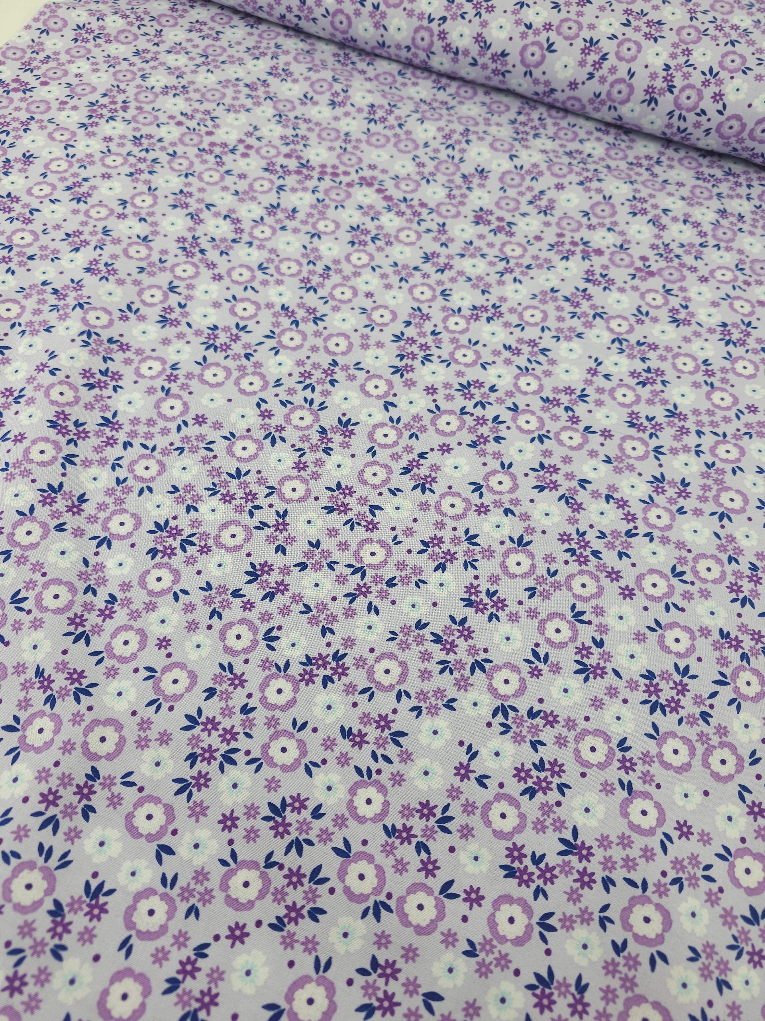 Lavender/Lilac Ditsy Puff Floral 100% Cotton