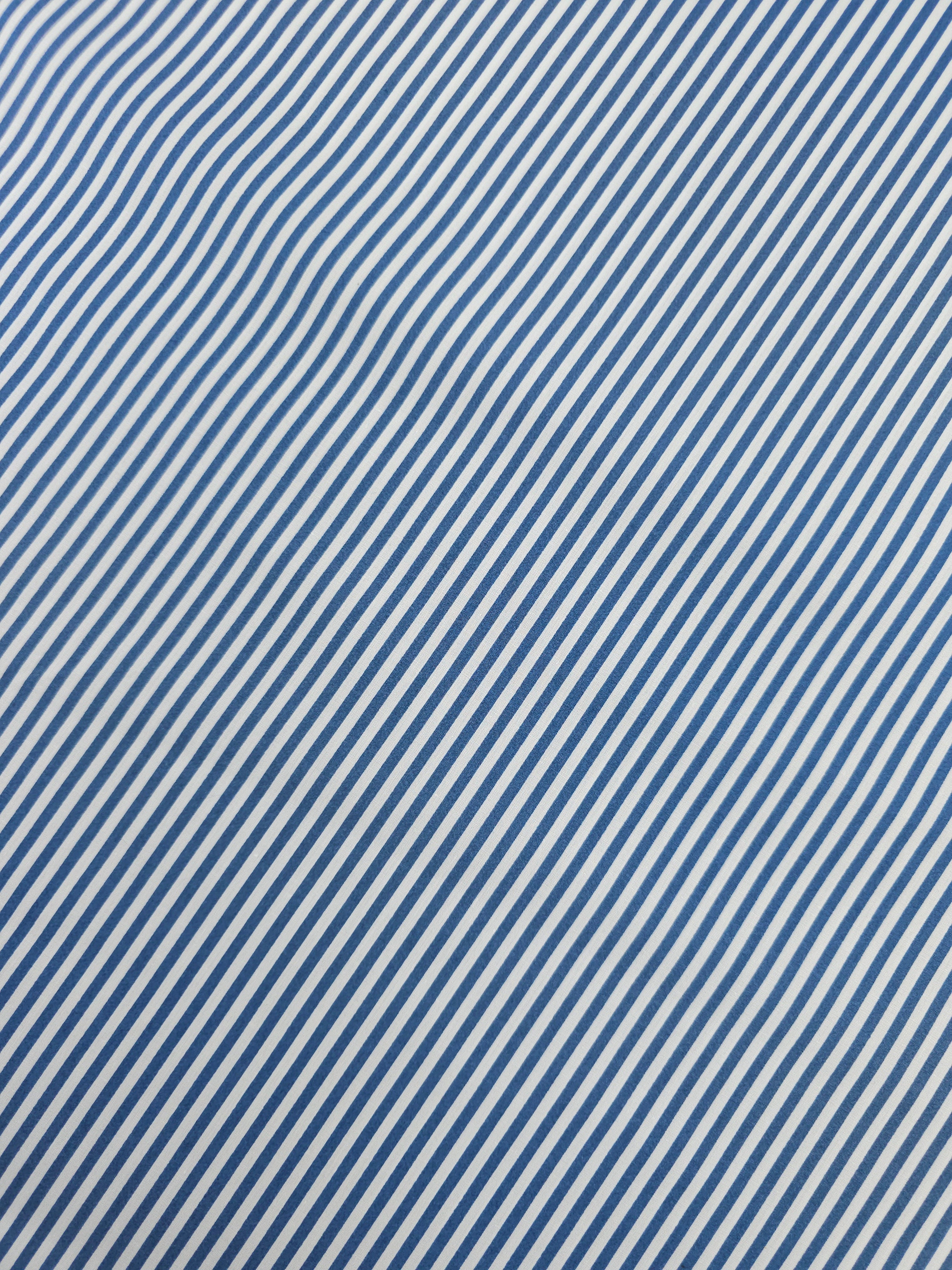 Steel Blue/White Stripe 100% Cotton 103" *EXTRA WIDE*