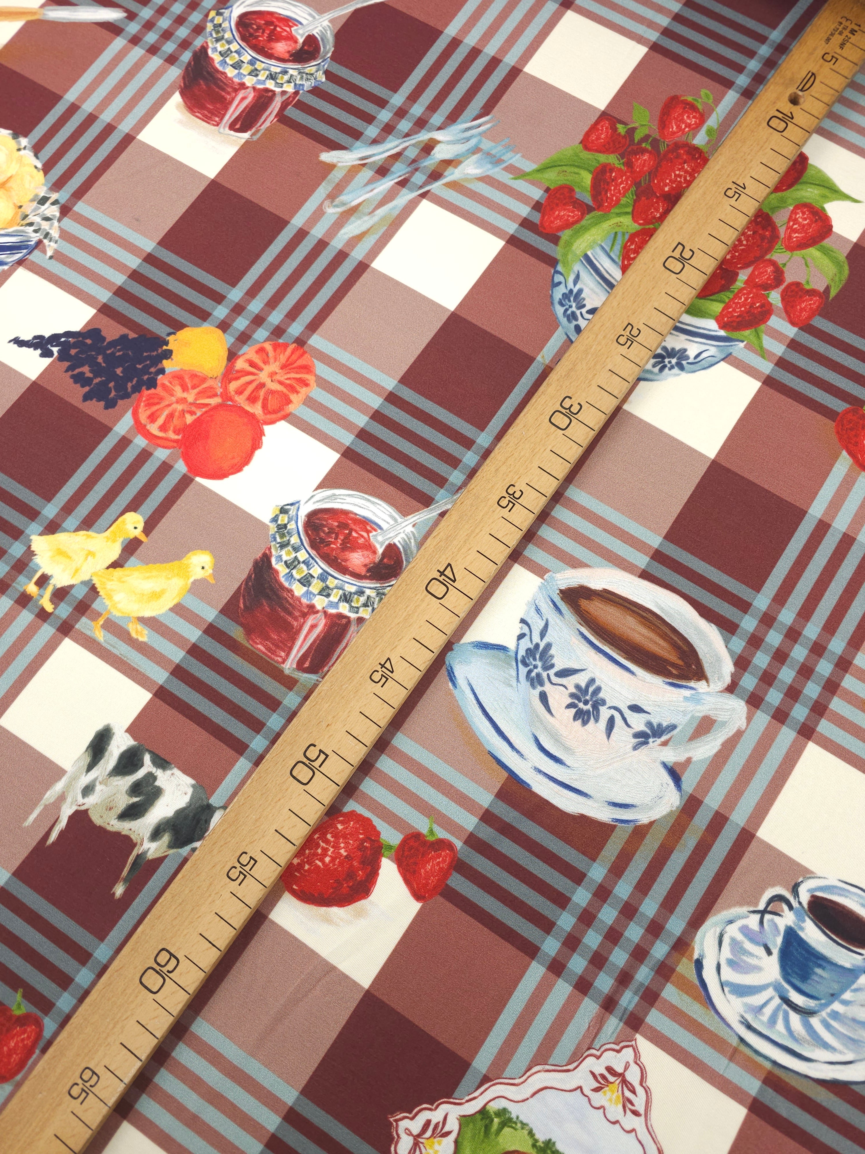 Retro Tartan Picnic Slinky Rayon Jersey *Farm Rio*