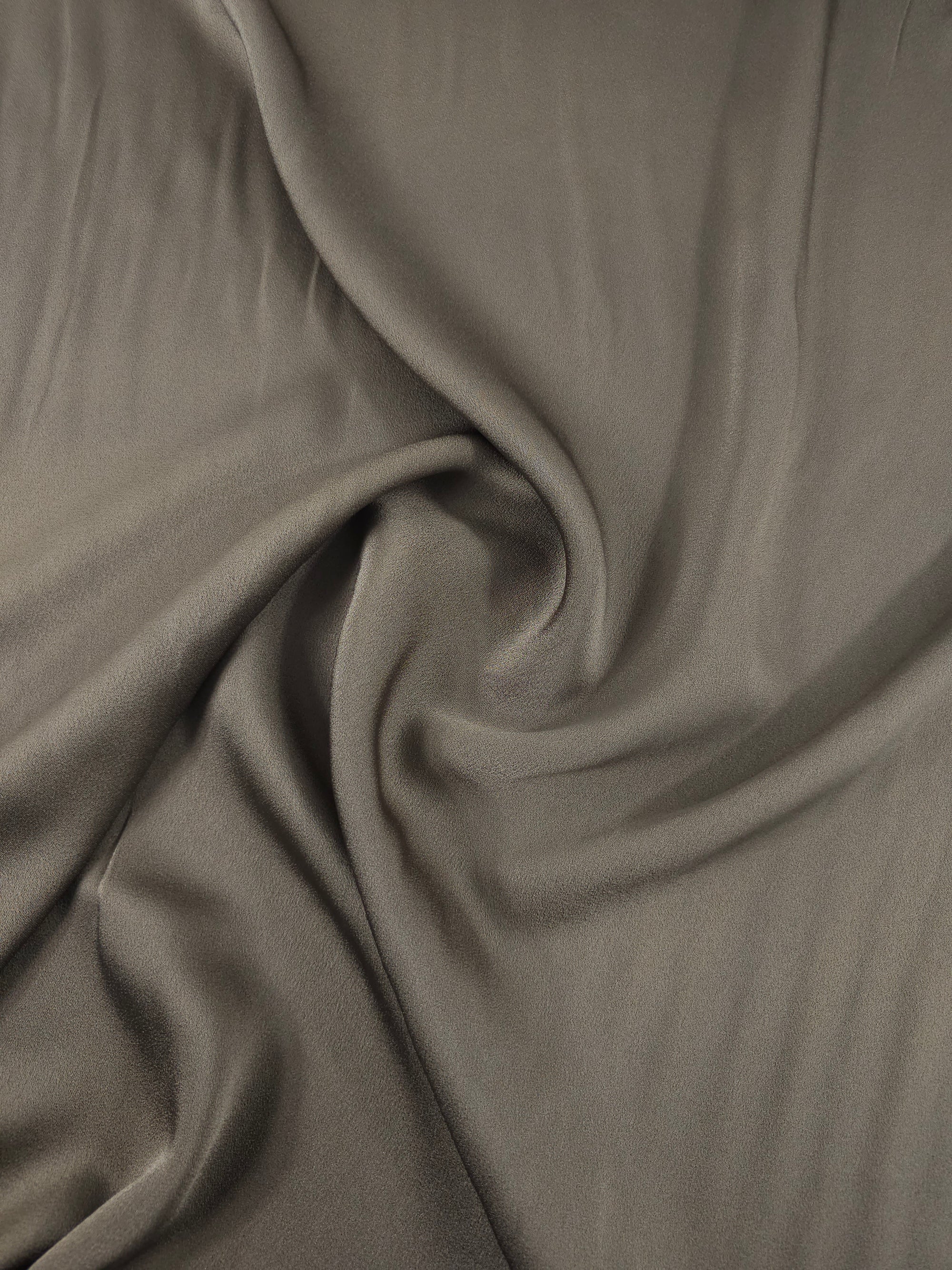 Taupe Washed Crinkle Matte Satin