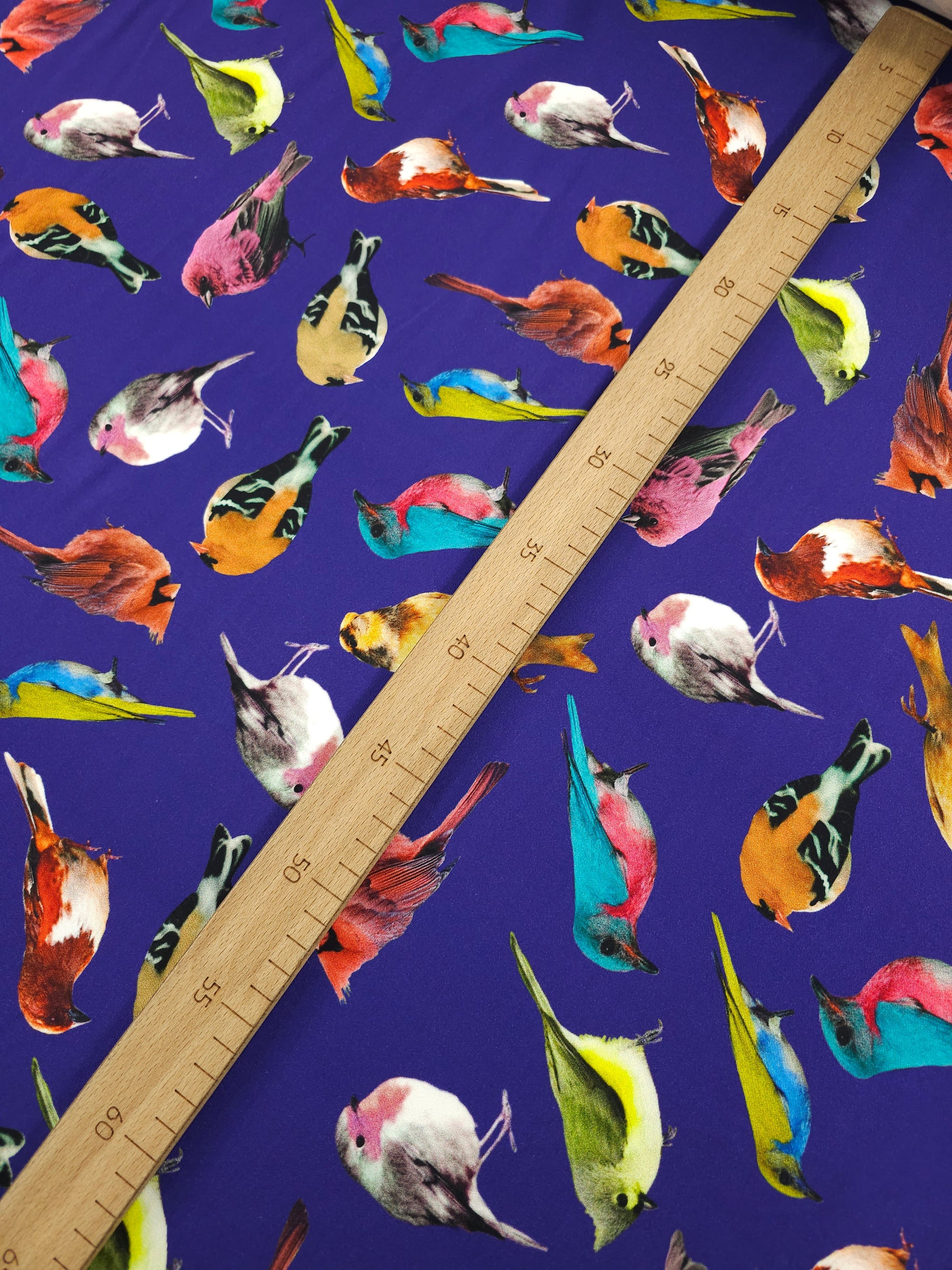 Purple Island Birds Viscose Challis