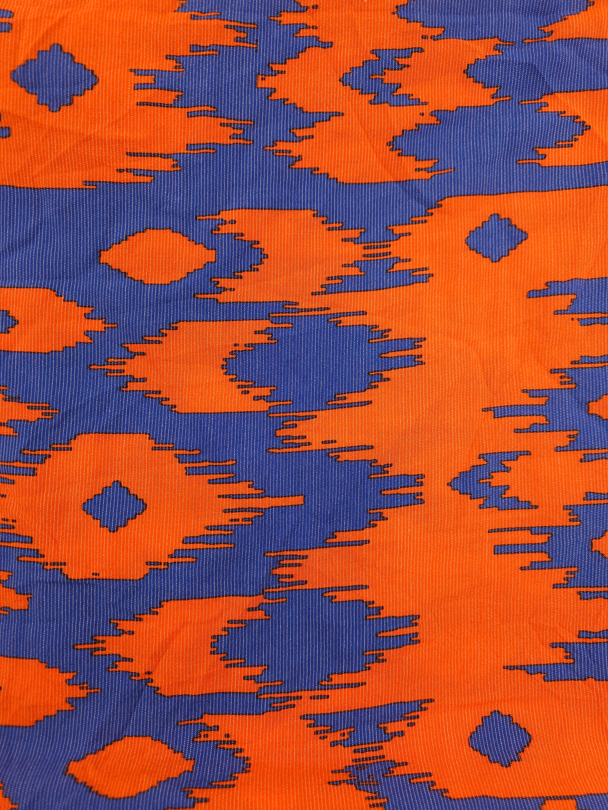 Orange/Blue Ikat Viscose (Various Sizes)