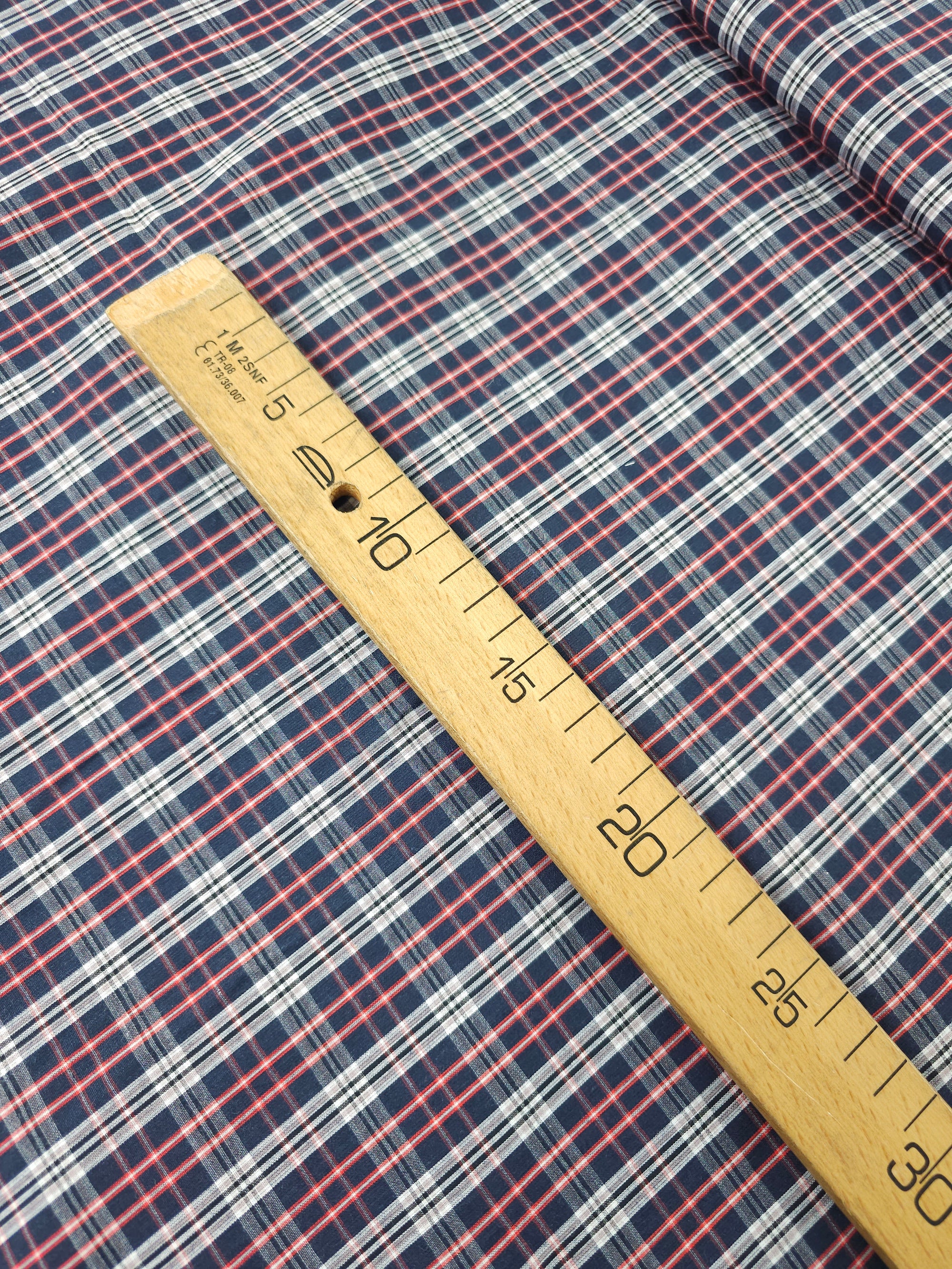 Navy Red Check 100% Cotton