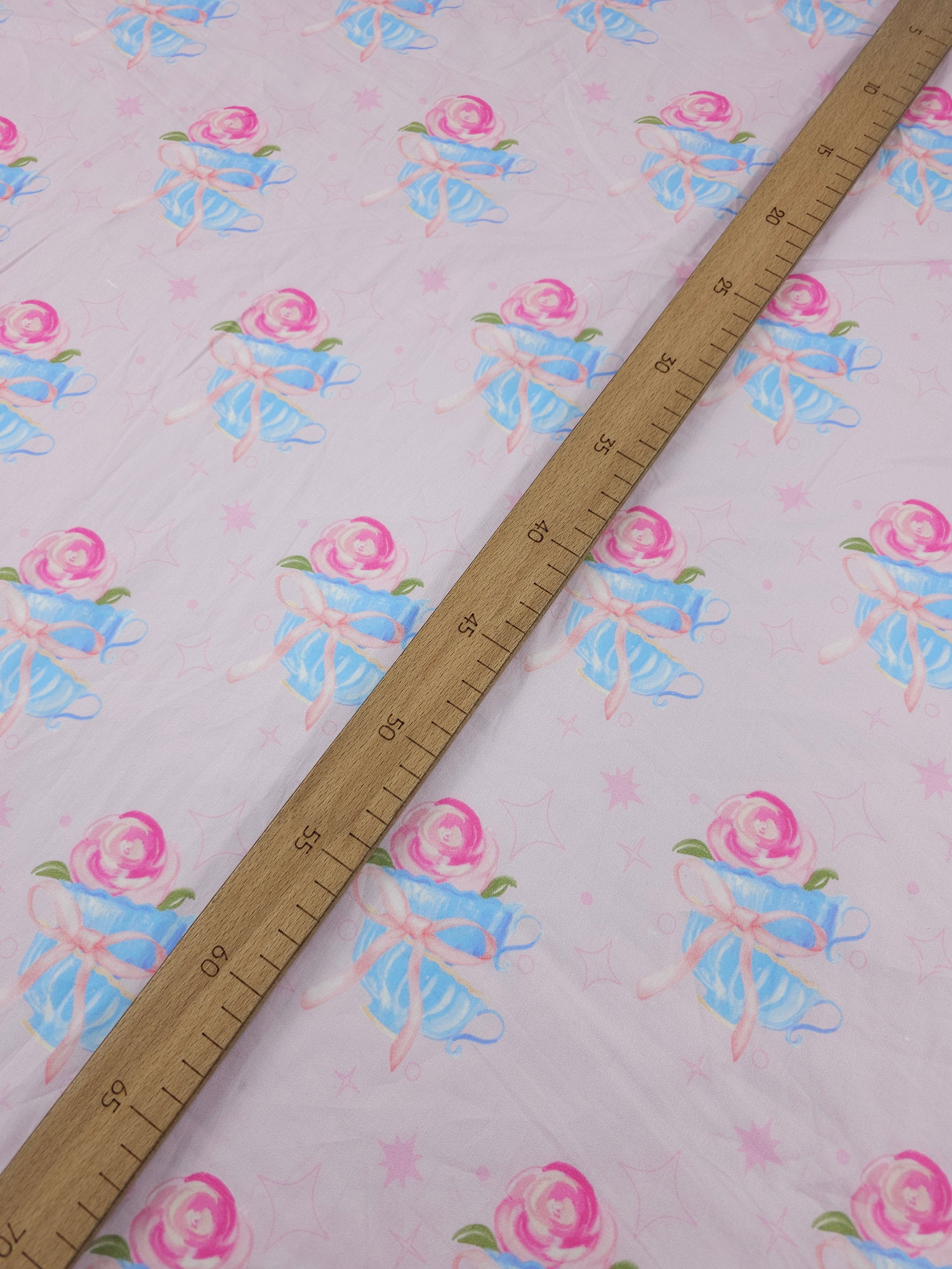 Pink Vintage Teacup Rose Lightweight Cotton