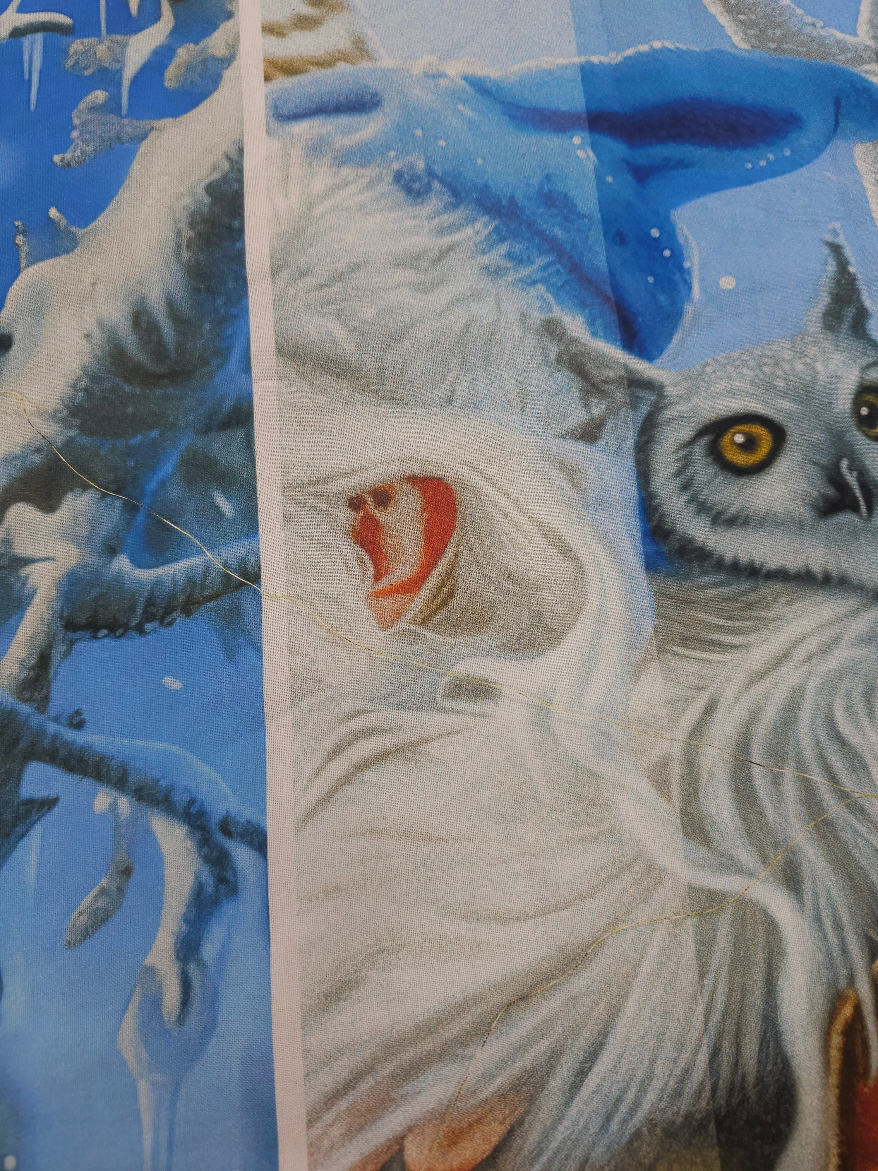 Santa's owls Cotton panels- 2m piece