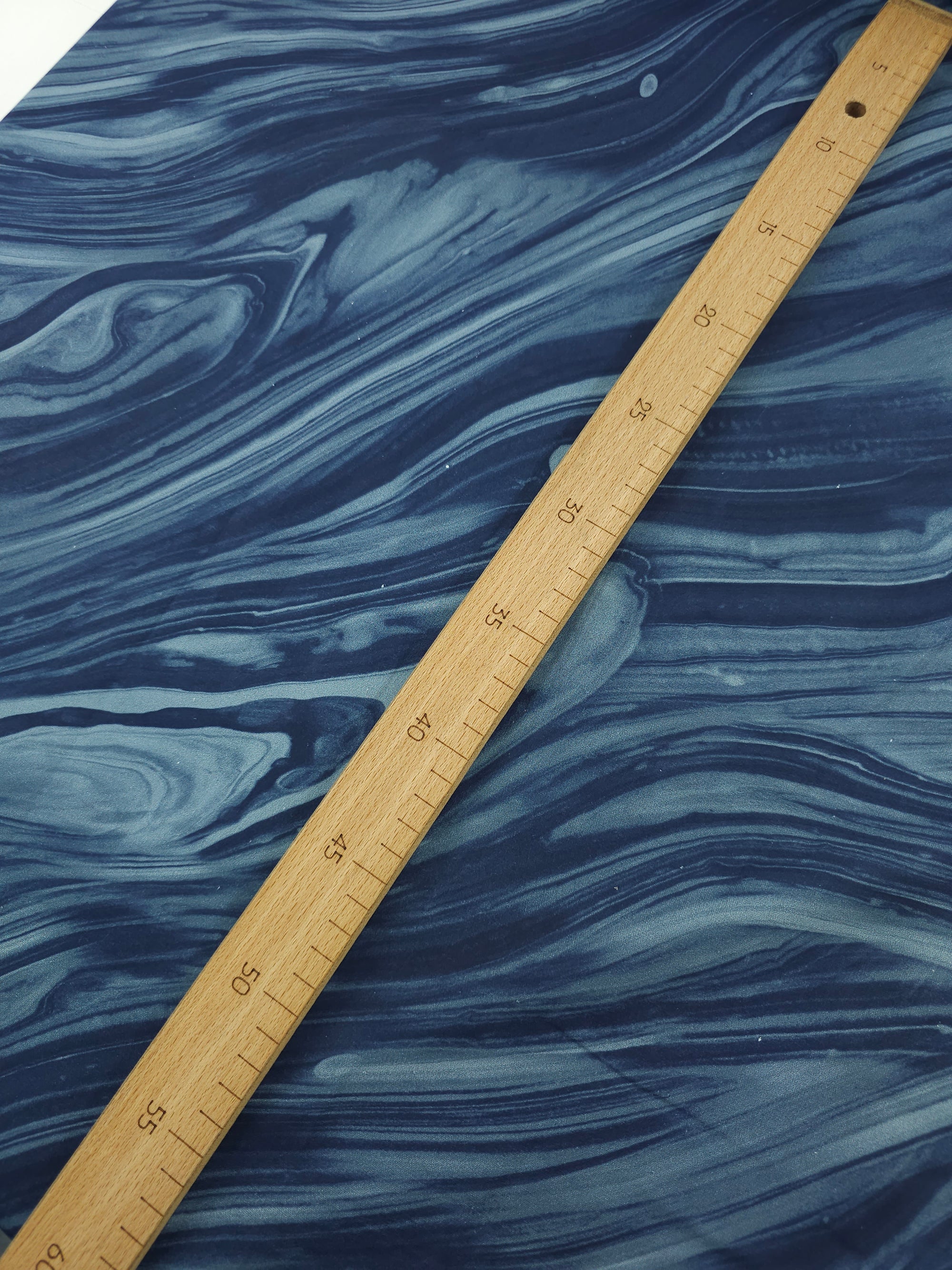 Petrol Navy Marble Swoosh 100% Cotton