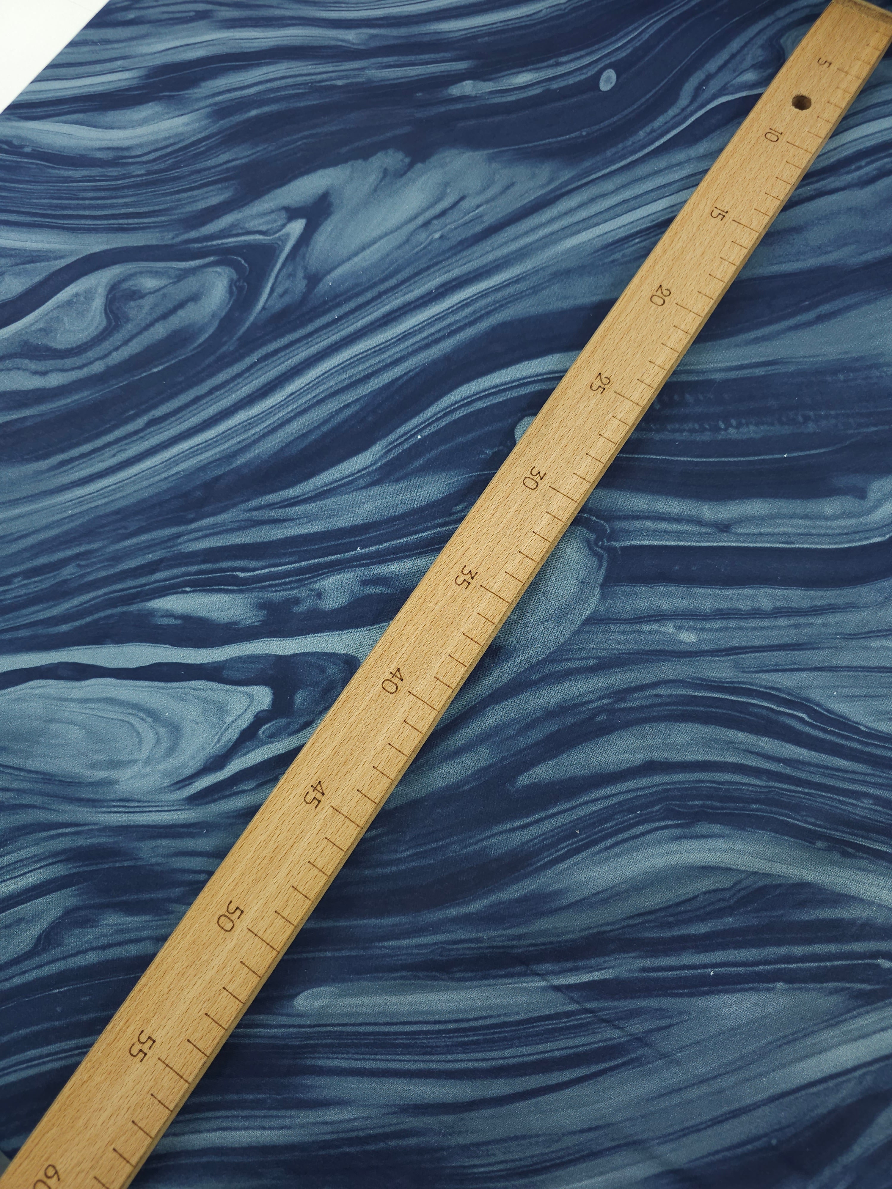 Petrol Navy Marble Swoosh 100% Cotton