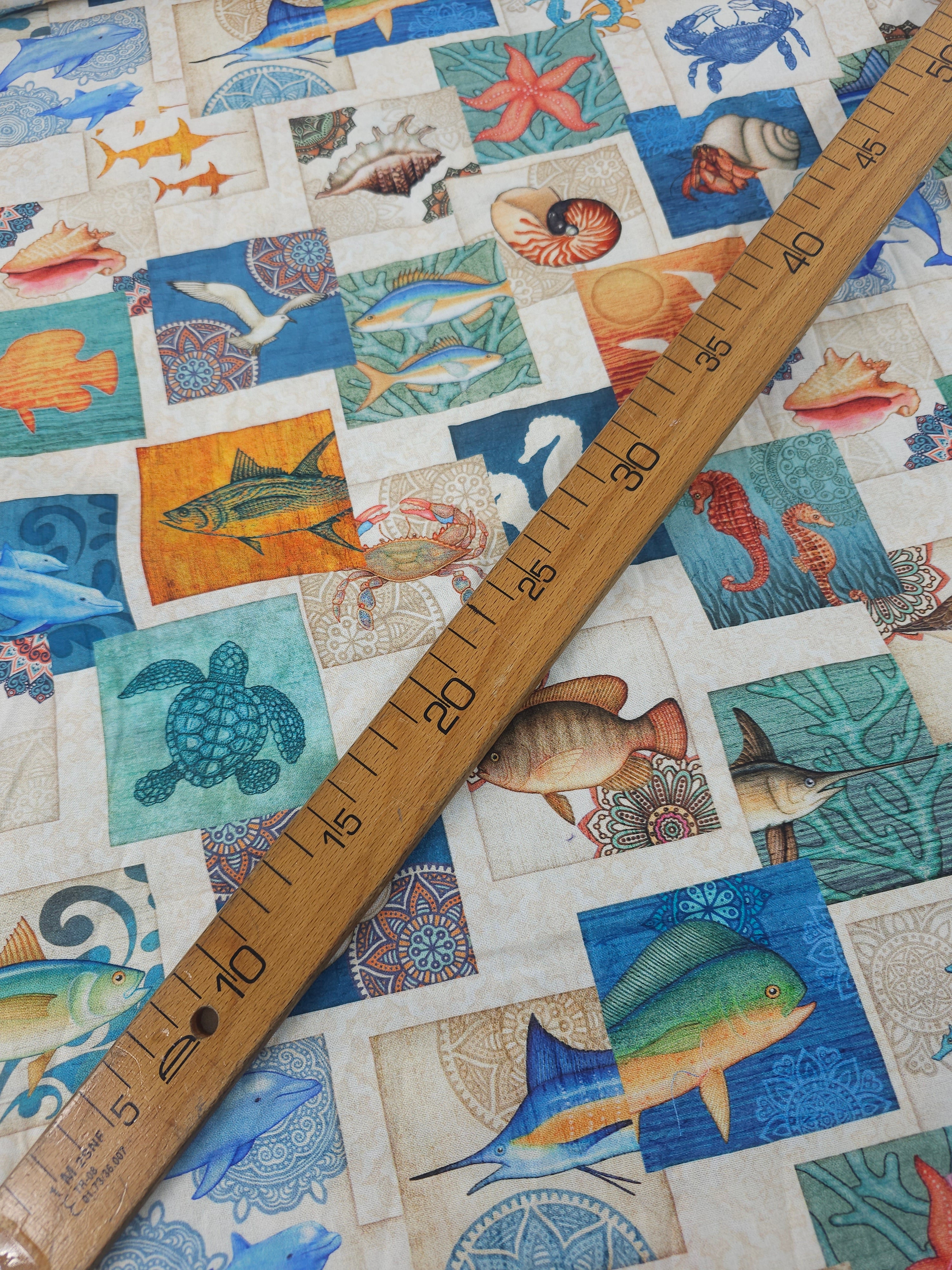 Coastal Sea Life Tile 100% Cotton 106” *EXTRA WIDE*