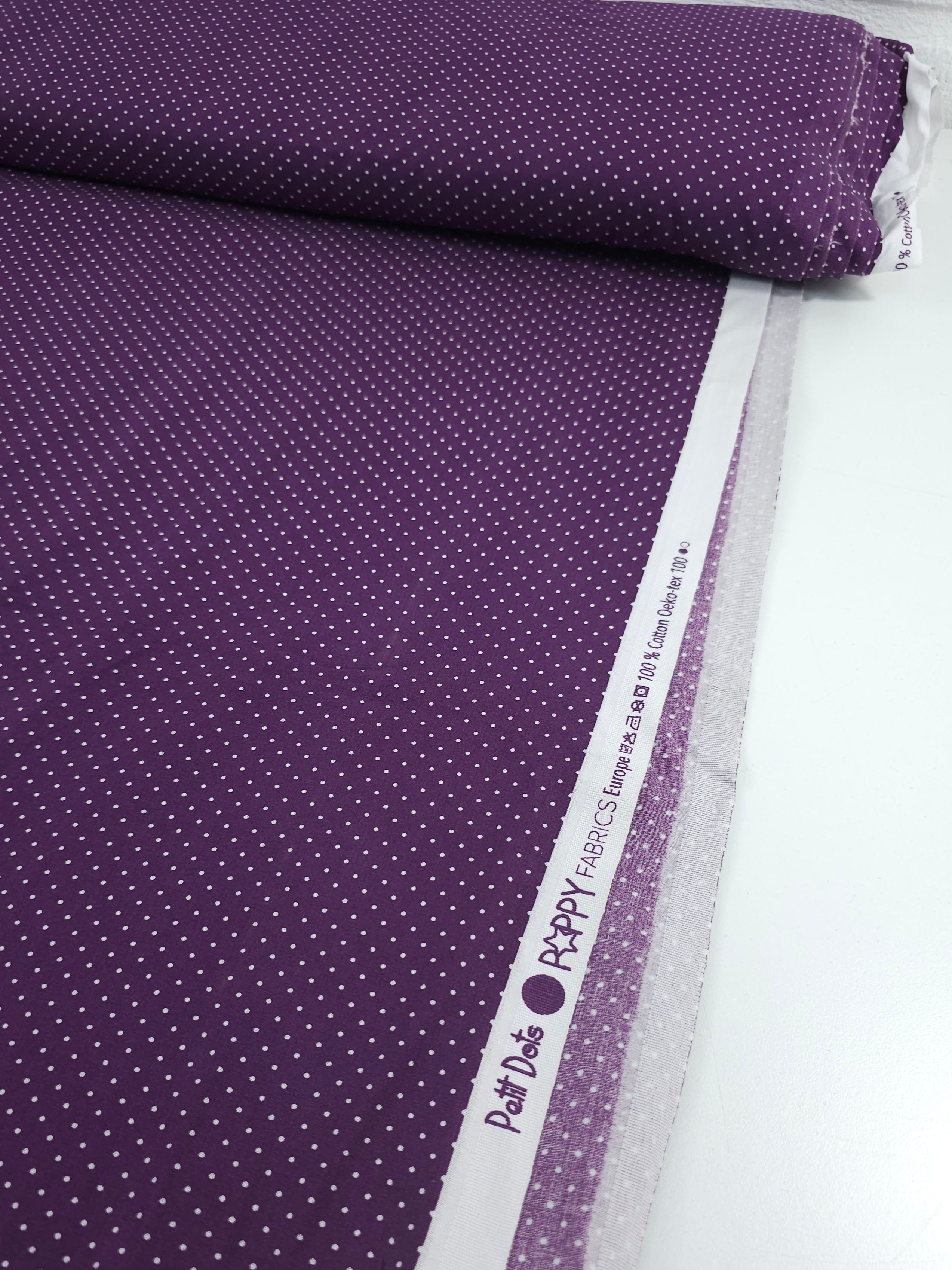 Deep Plum Micro Polka Dot 100% Cotton 57”