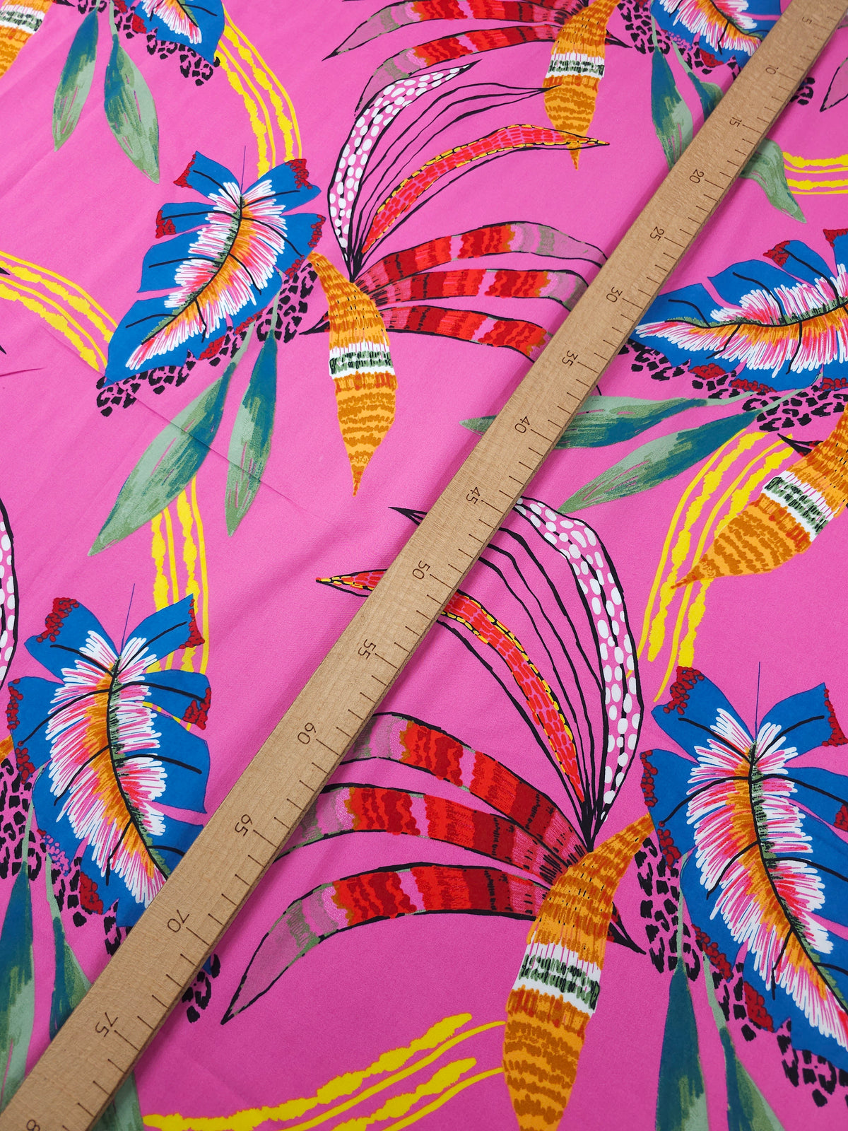 Fuchsia Pink Large Palm Leaf Fiesta Cotton - Promod