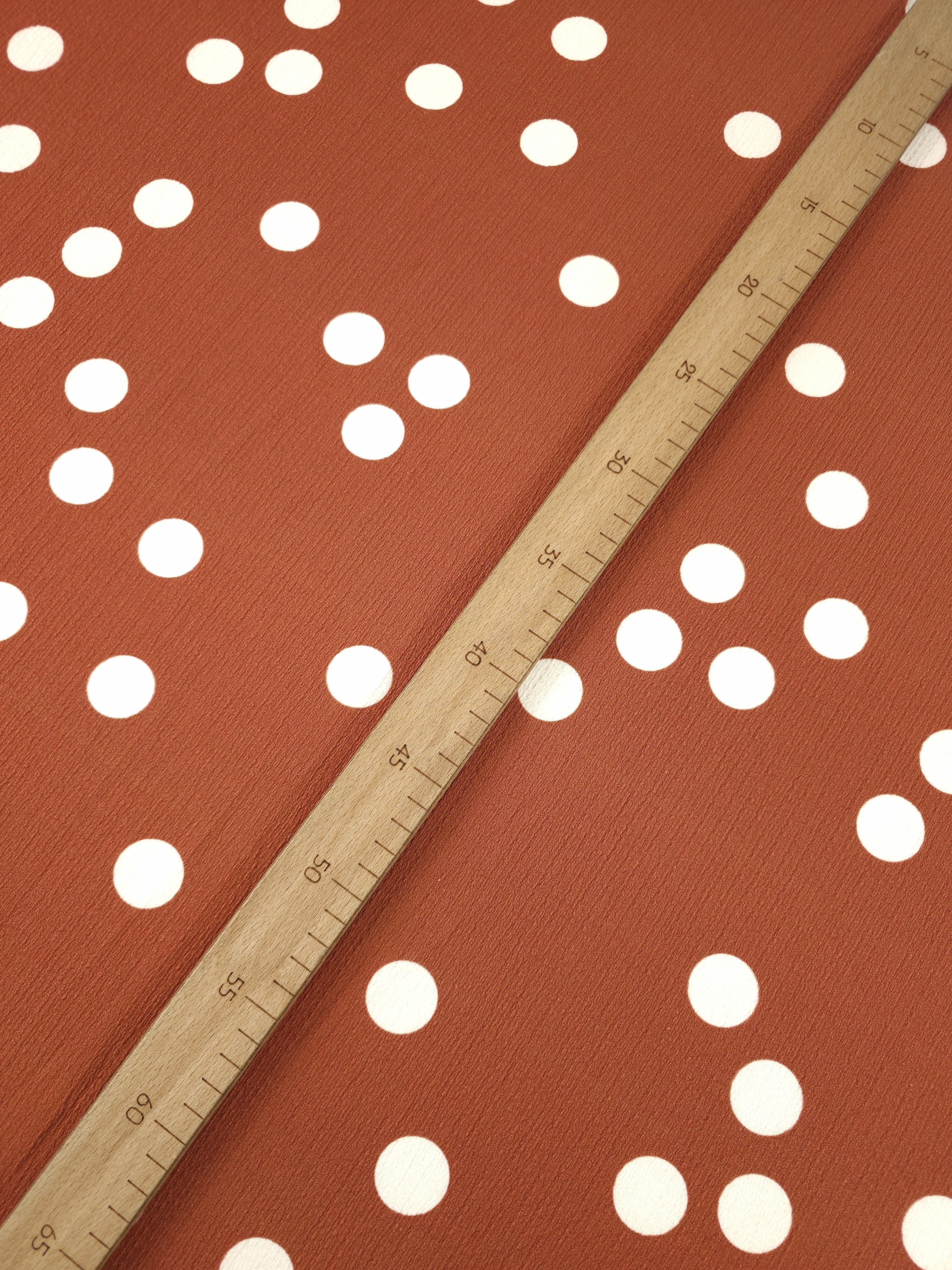 Rust Polka Dot Crinkle Poly Jersey