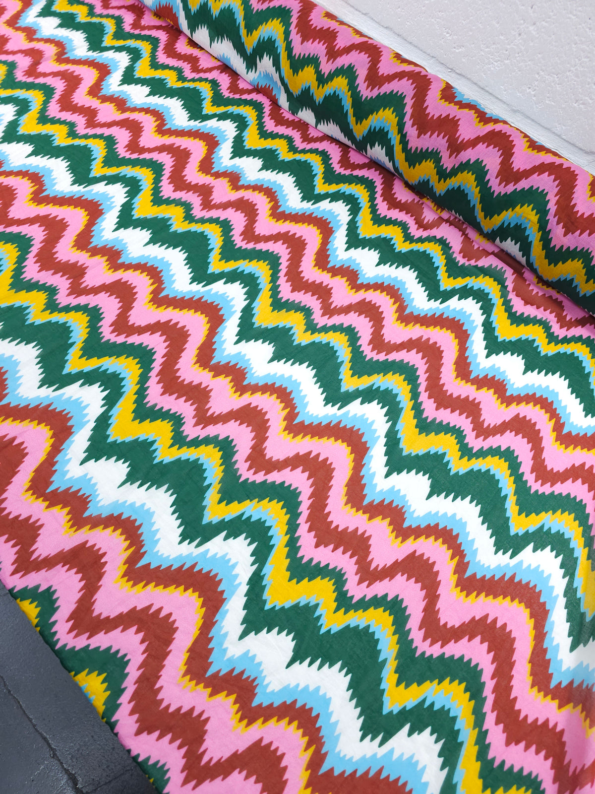 Curved Zigzag Wave Cotton Voile - John Lewis