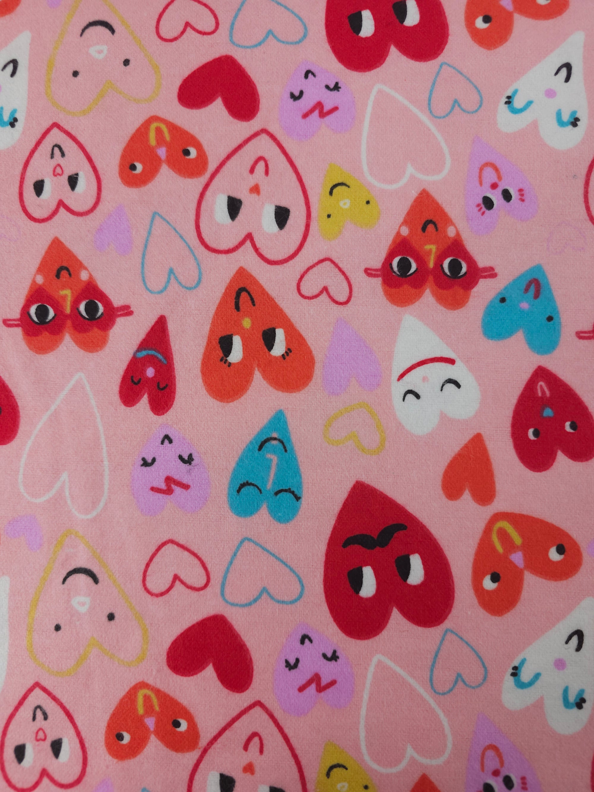 Doodle Love Hearts Lightweight Flannel Cotton