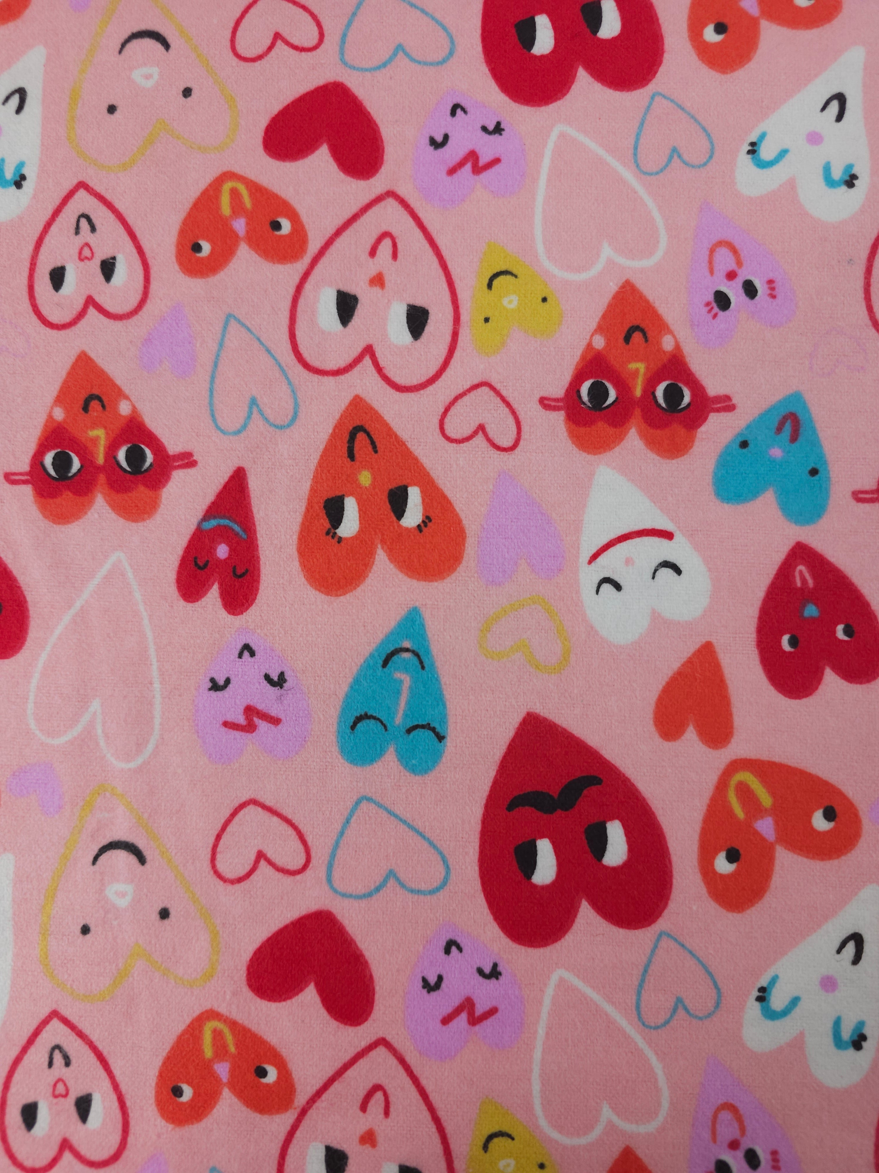 Doodle Love Hearts Lightweight Flannel Cotton