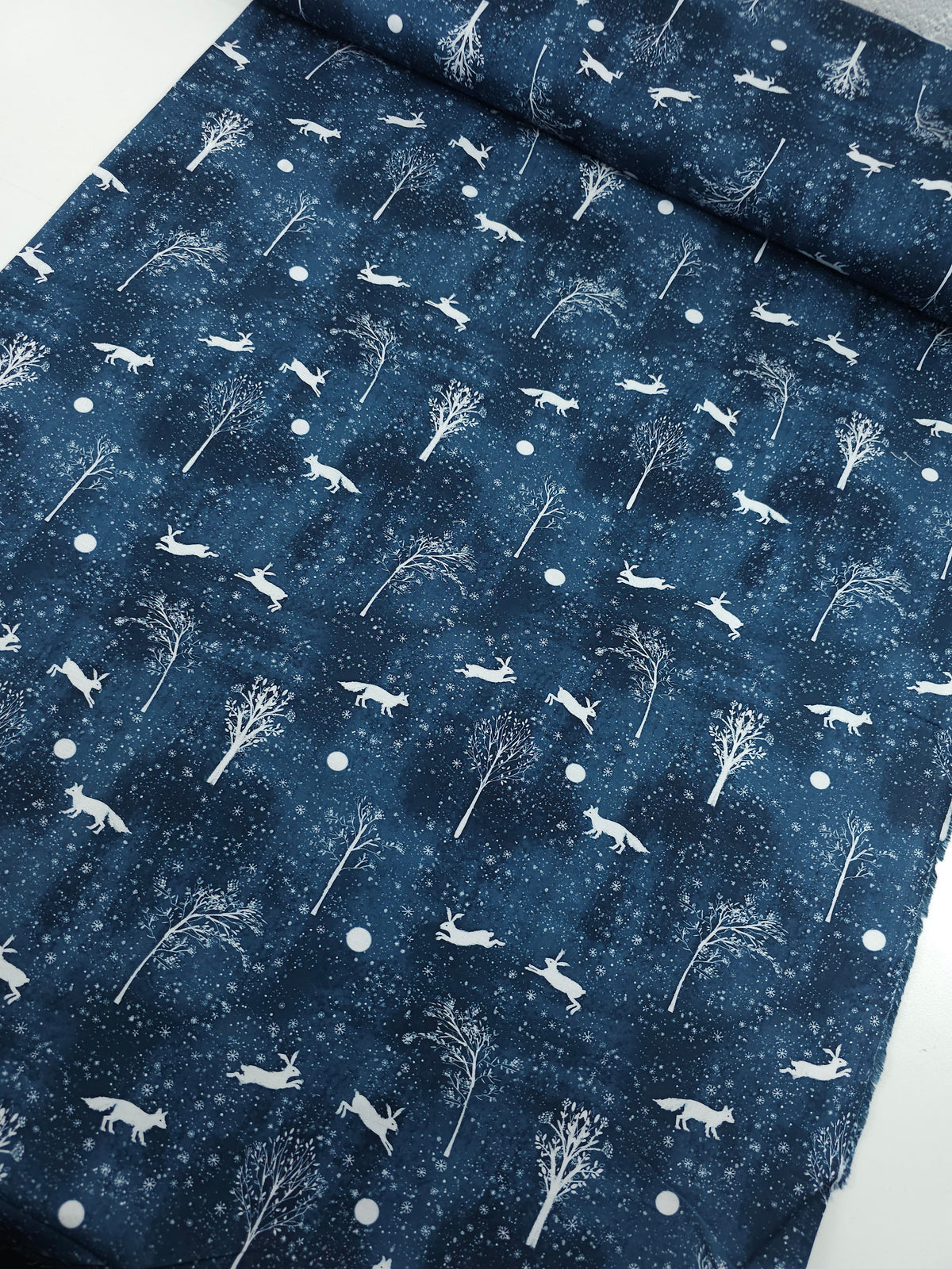 Navy Winter Night Snowy Fable 100% Cotton - Robert Kaufman