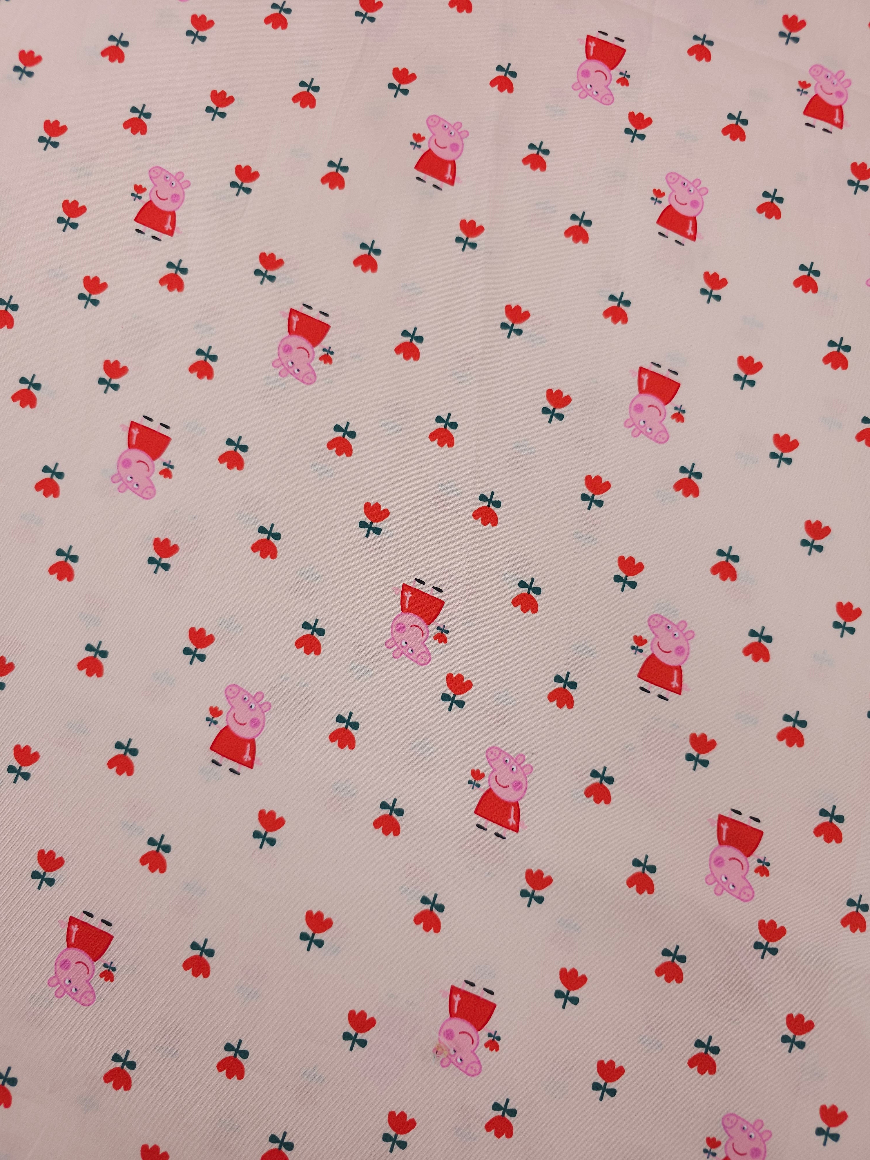 Peppa Pig Ditsy Poppy Flower Cotton Poplin