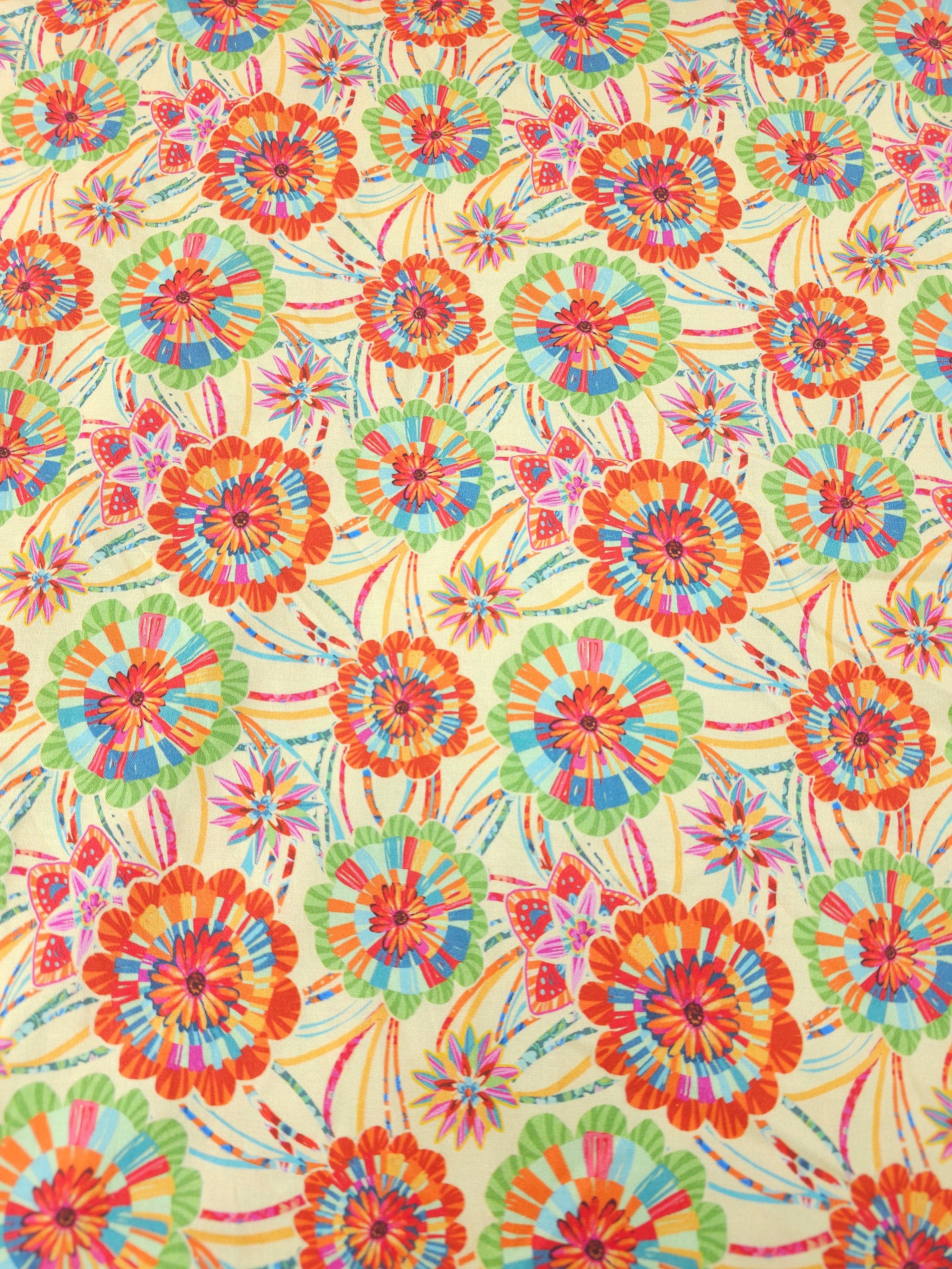 Pale Yellow Mandala Festival 100% Cotton - Odile Bailloeul
