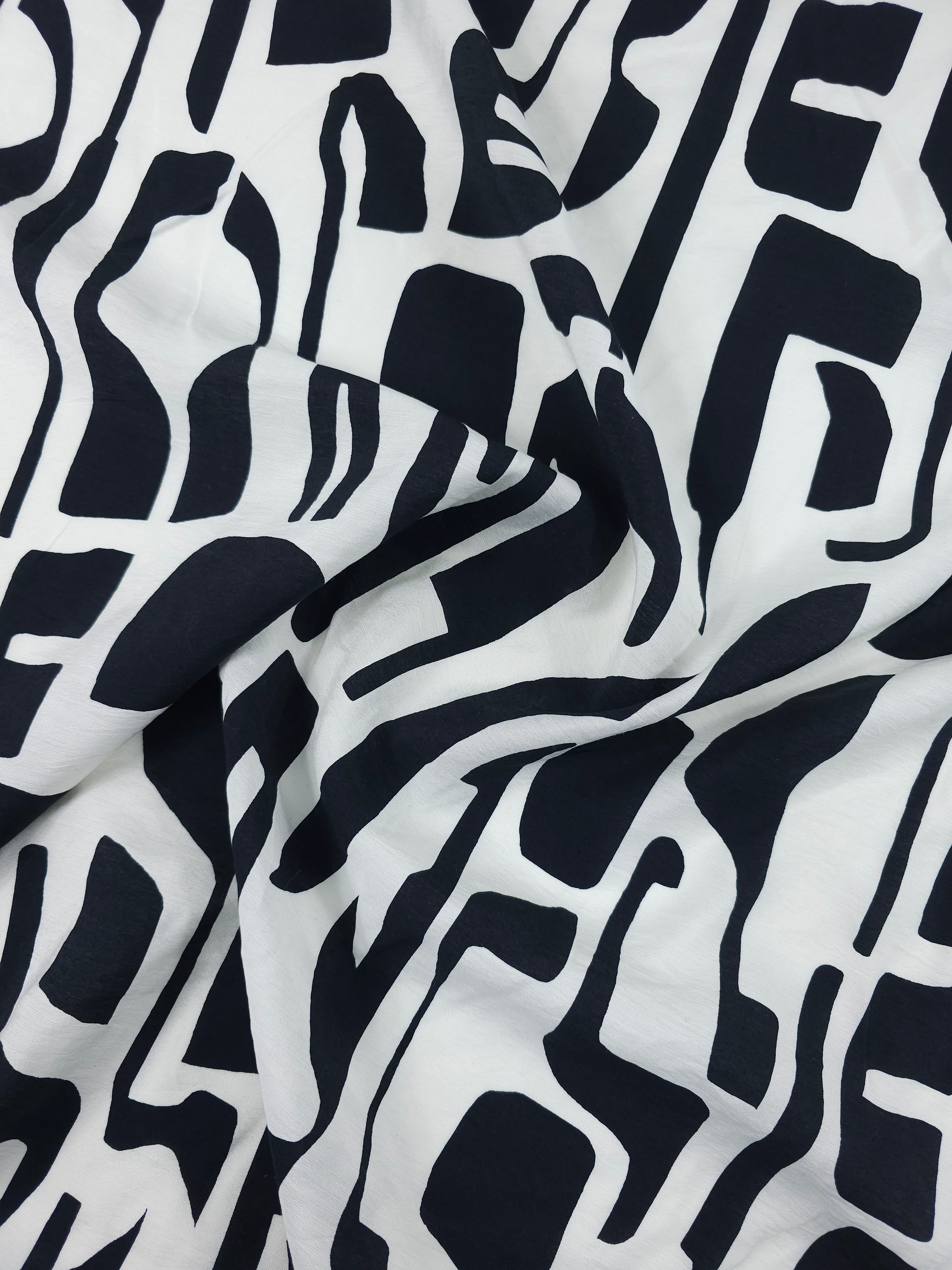 Black/White Abstract Boho Shapes Modal Viscose