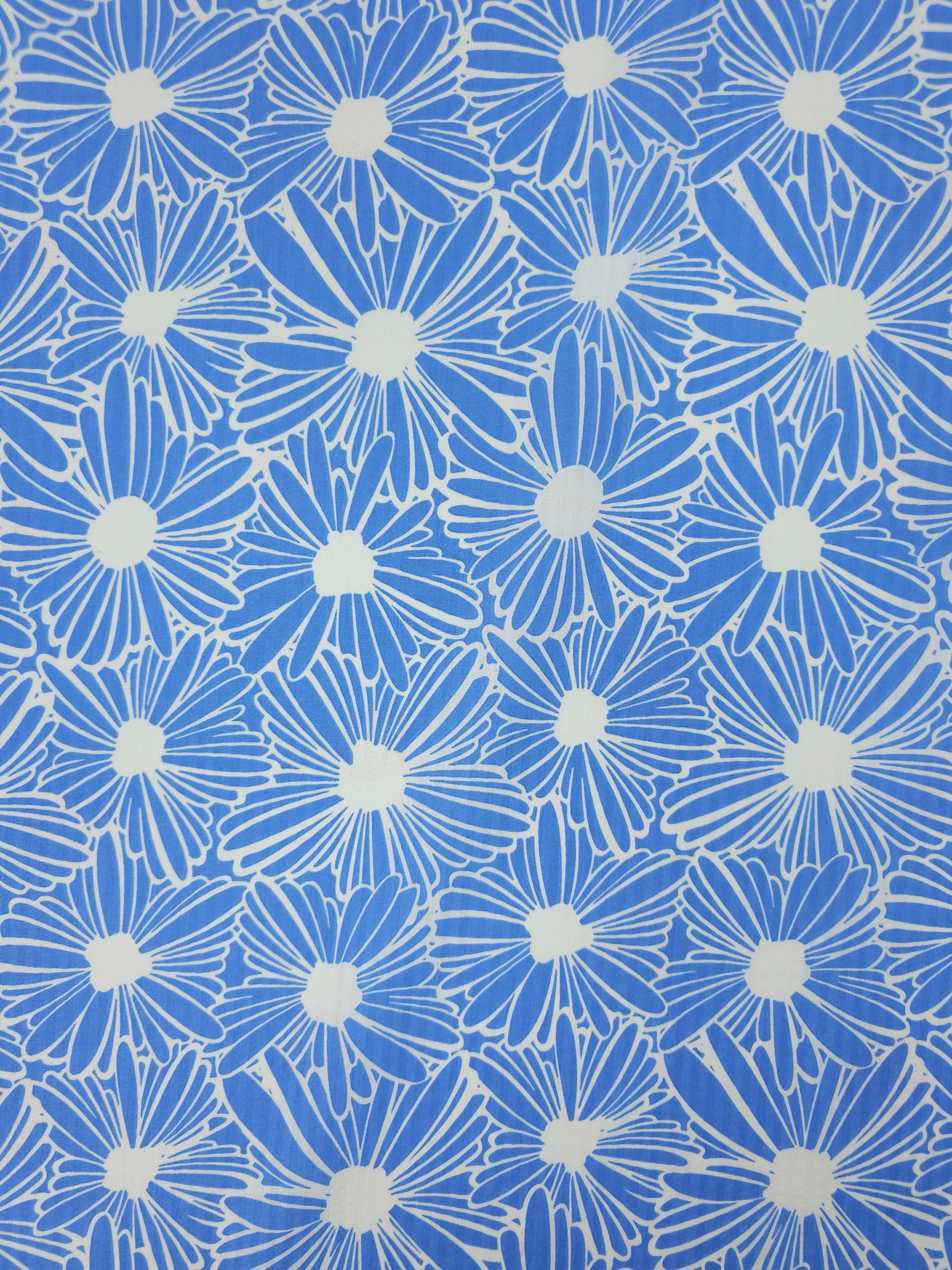 Periwinkle Blue Daisy Floral Cotton Viscose *DEFECT*