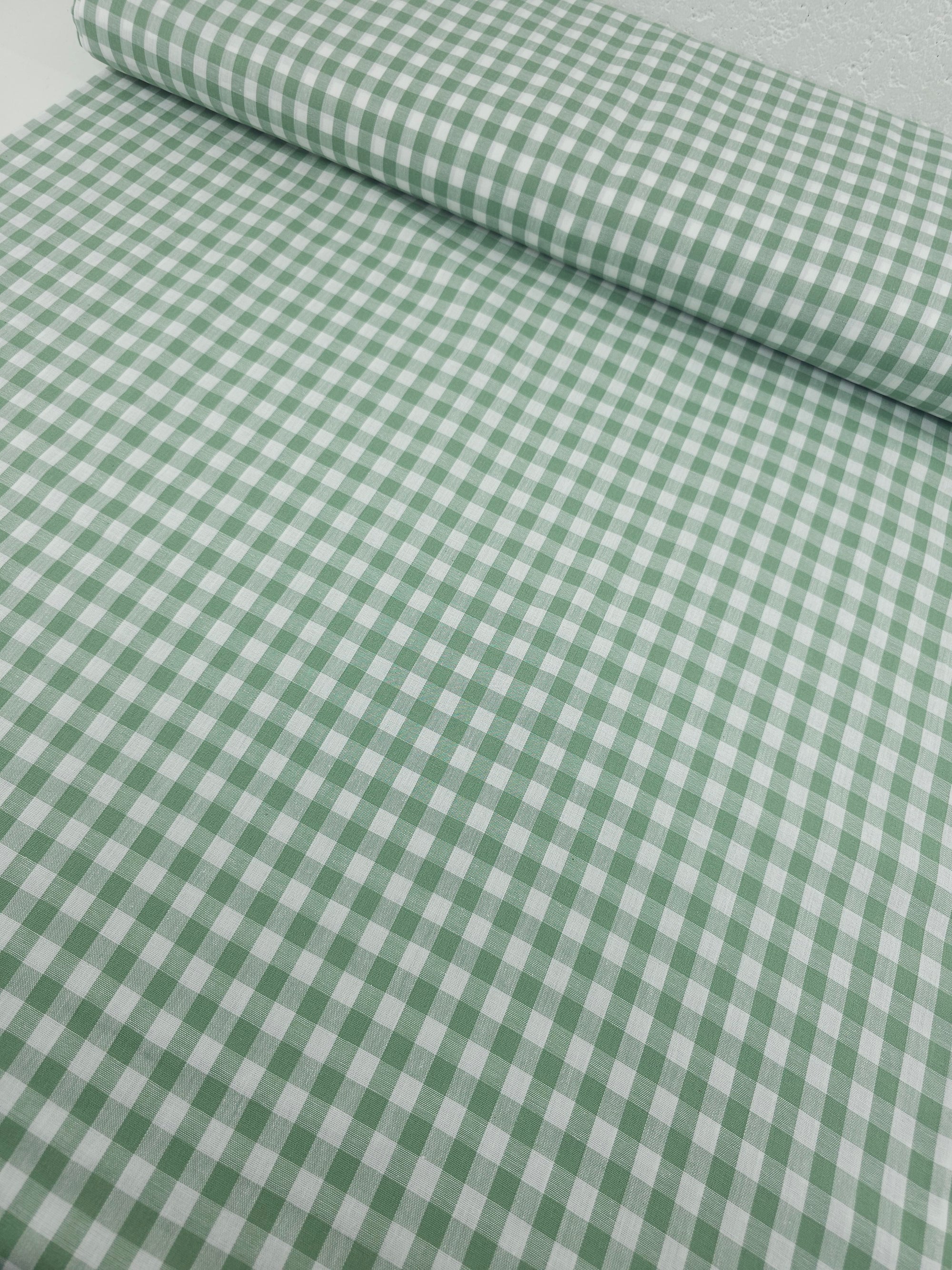 Sage Green Gingham 100% Cotton 55"