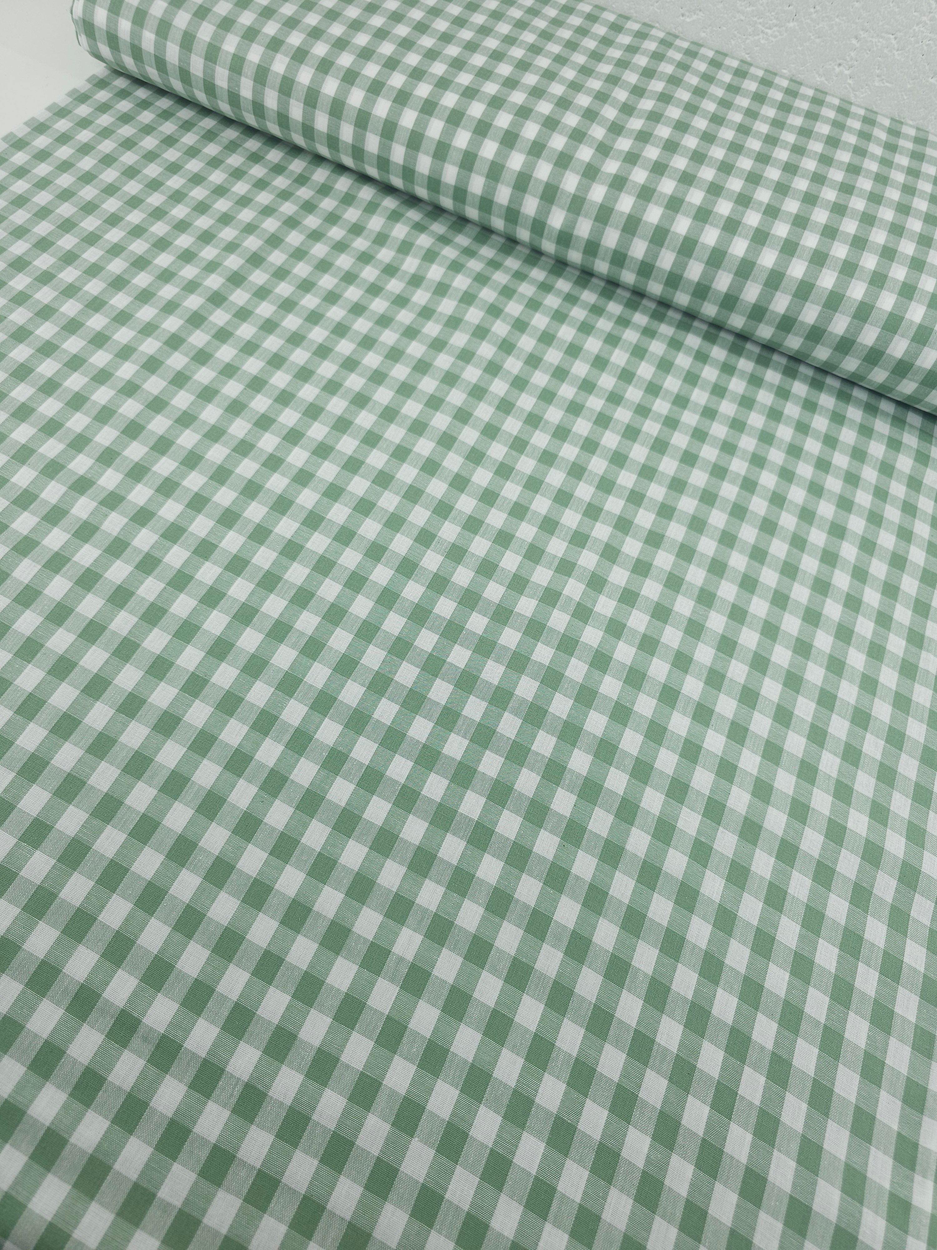 Sage Green Gingham 100% Cotton 55"