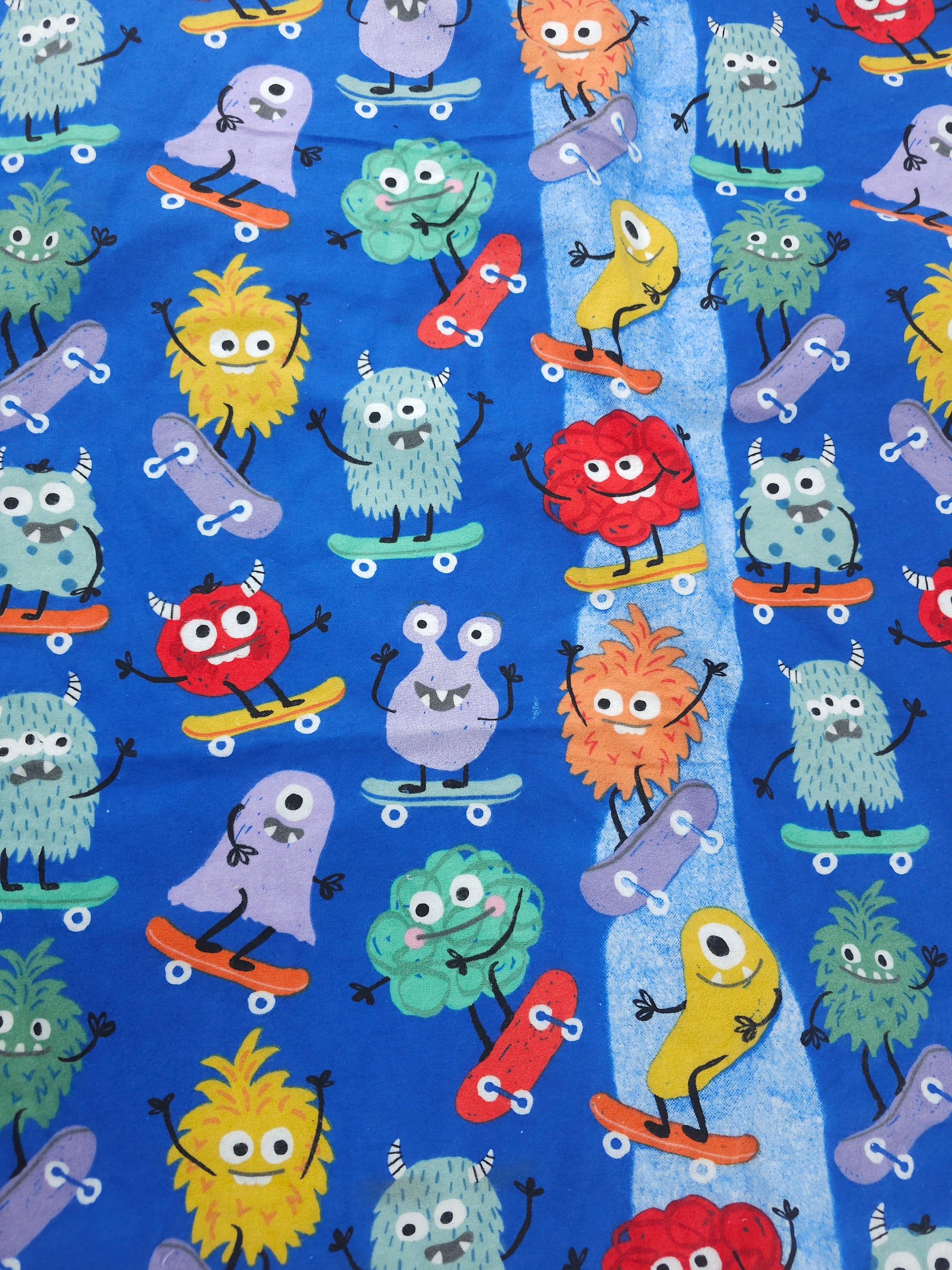 Skateboarding monsters Cotton flannel- 2.9m piece