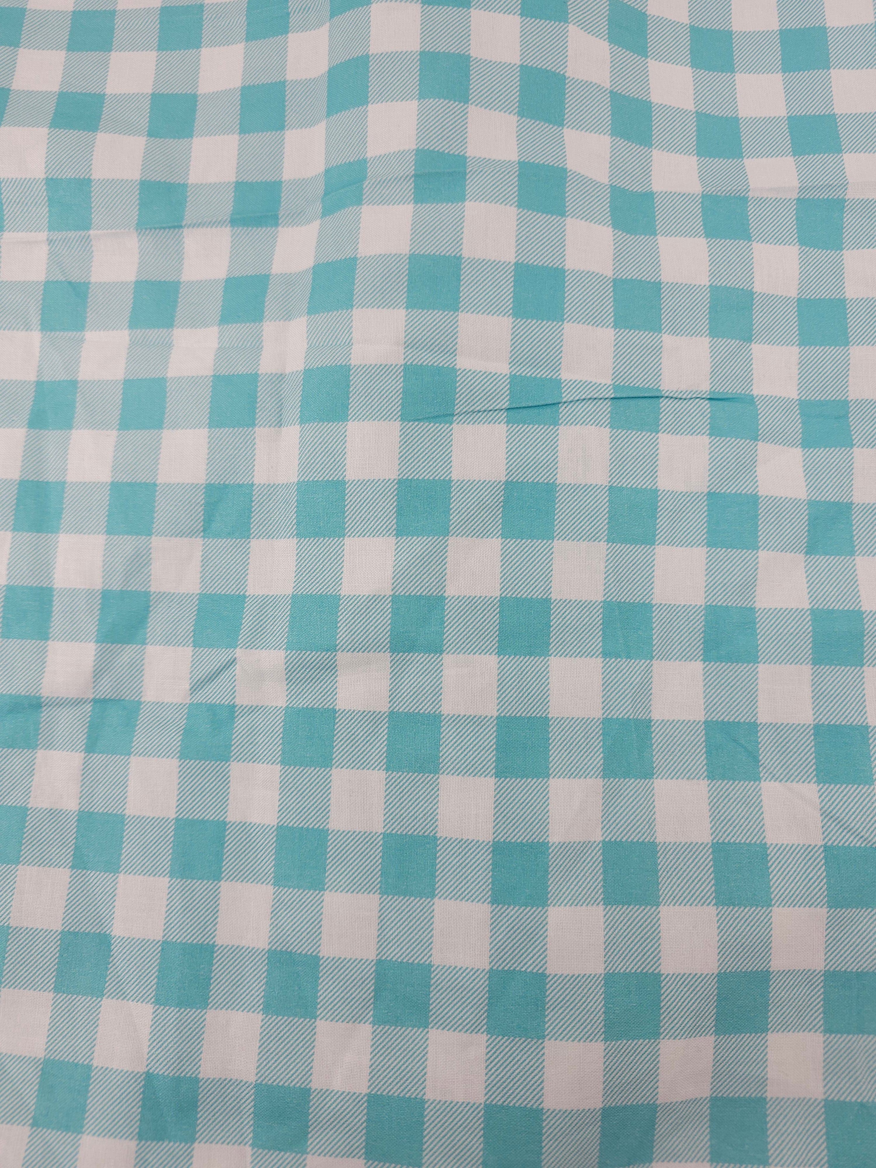 Light blue gingham Cotton- 1.9m piece