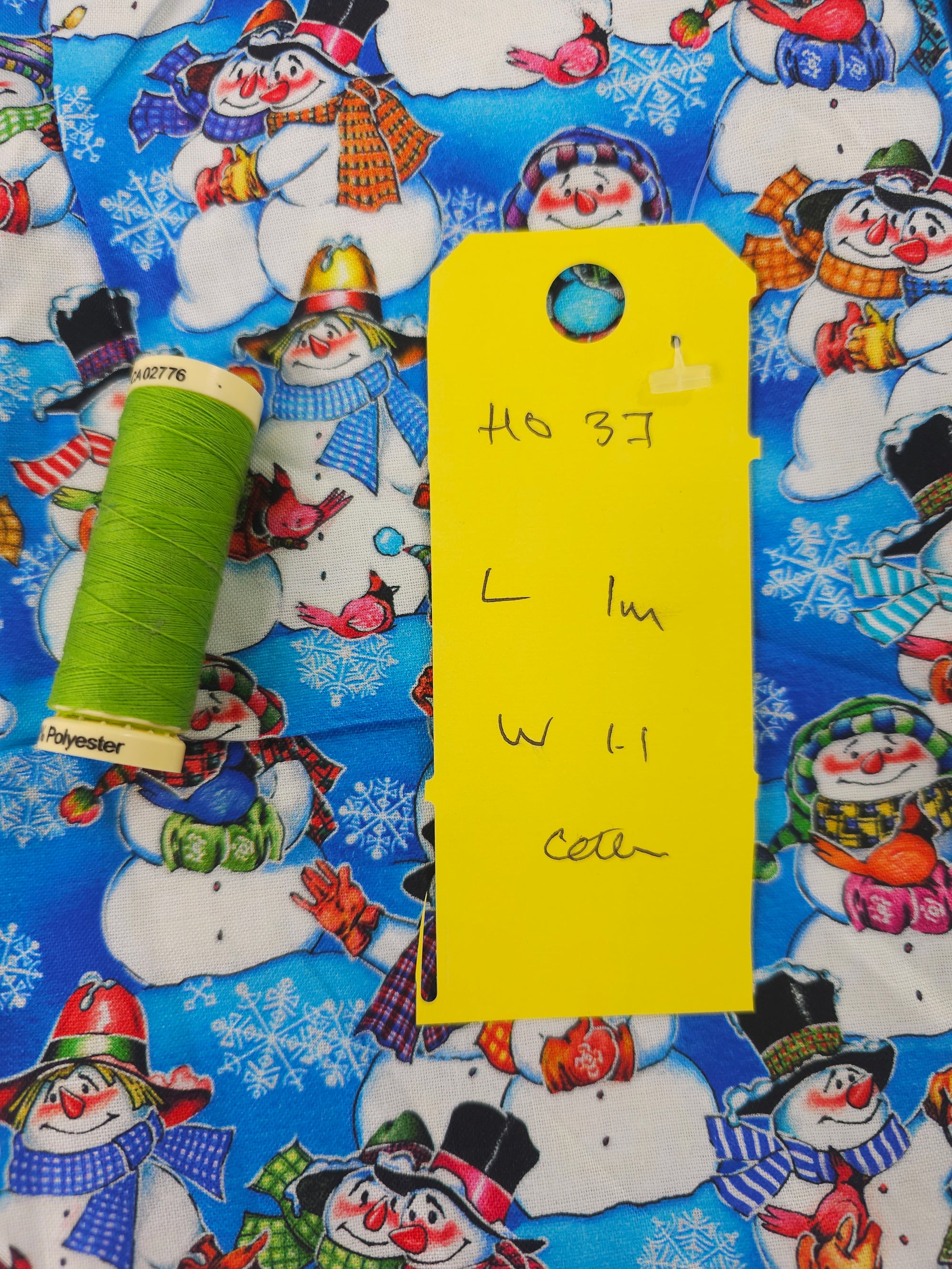 Blue snowman Cotton- 1m piece