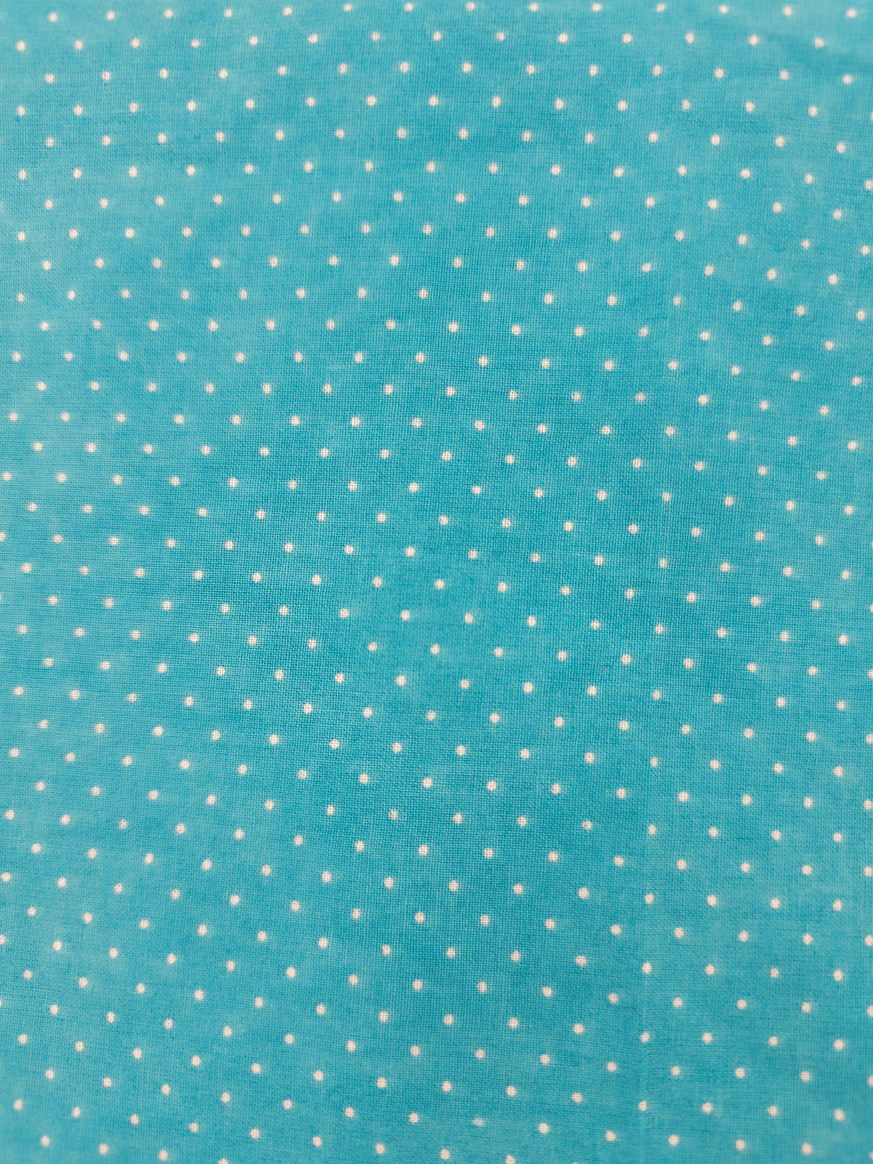 Cyan blue Dotted Cotton- 1m piece