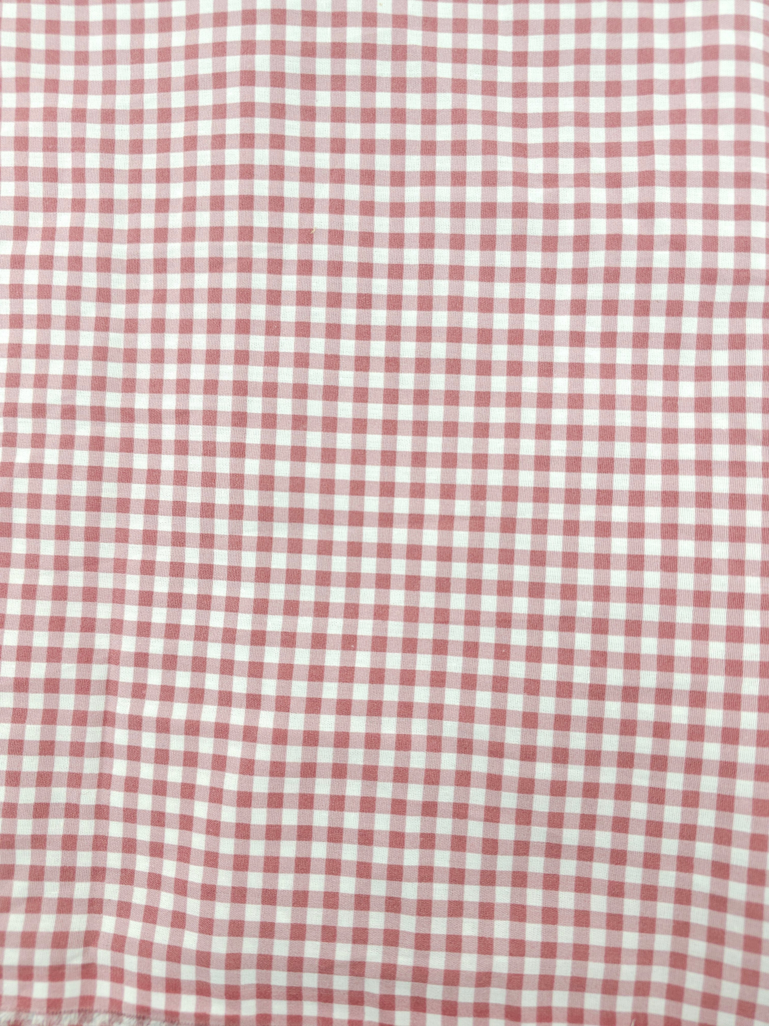 Coral red gingham Cotton- 1.2m piece