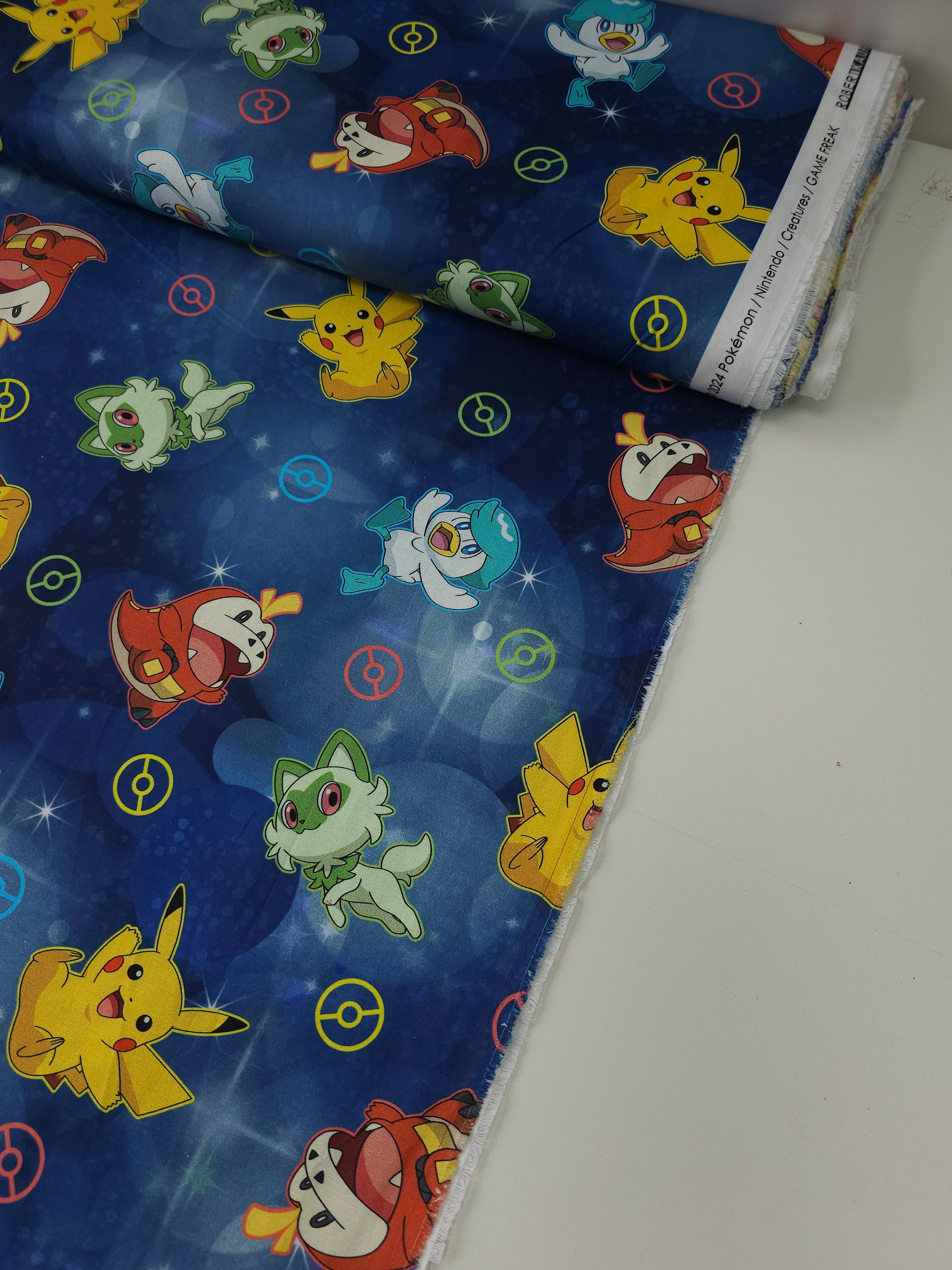 Hale Blue P*O*K*E*M*O*N Characters 100% Cotton - Robert Kaufman