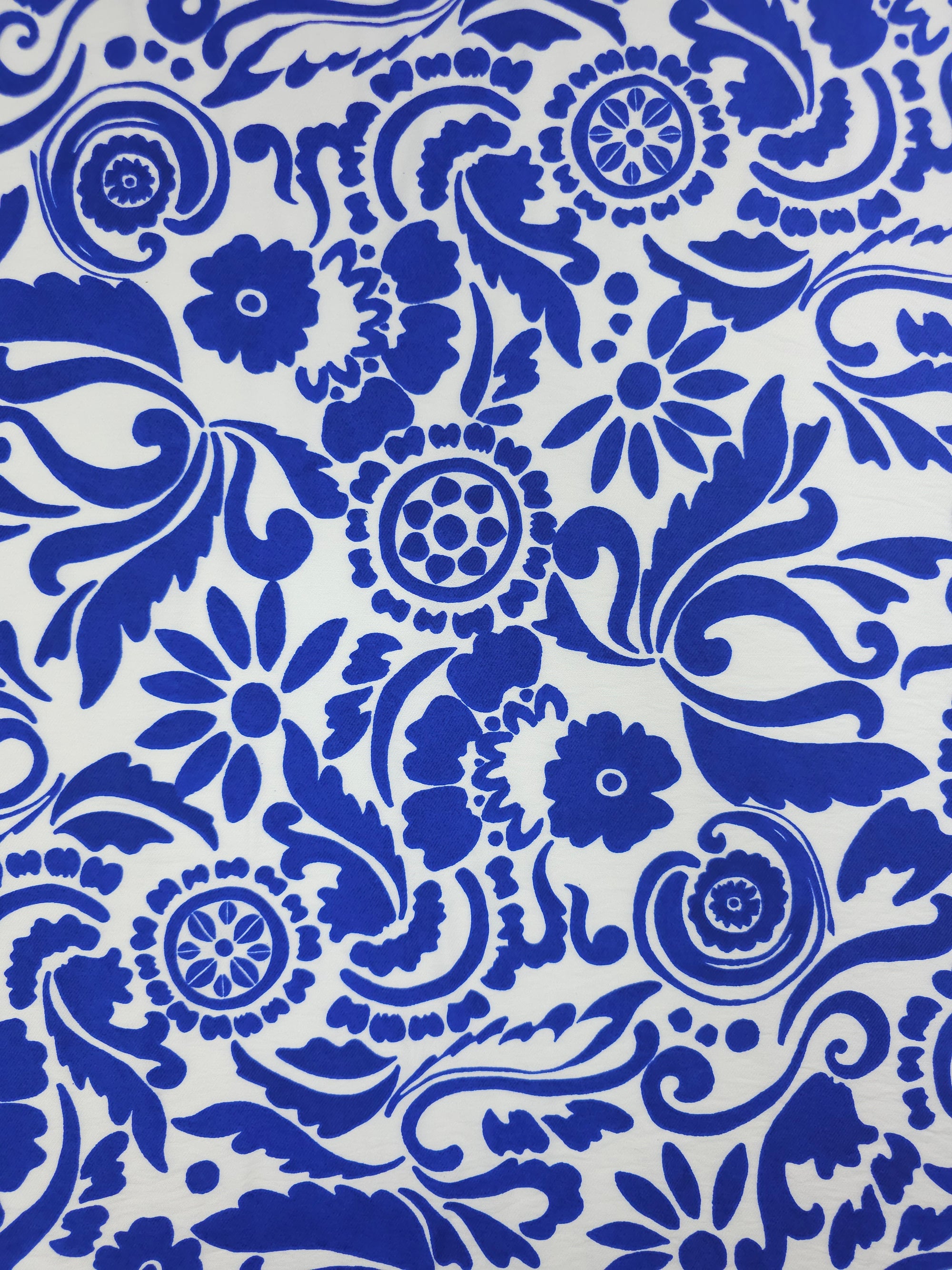 Blue/Ivory Paisley Swirl Modal Viscose *DEFECT*