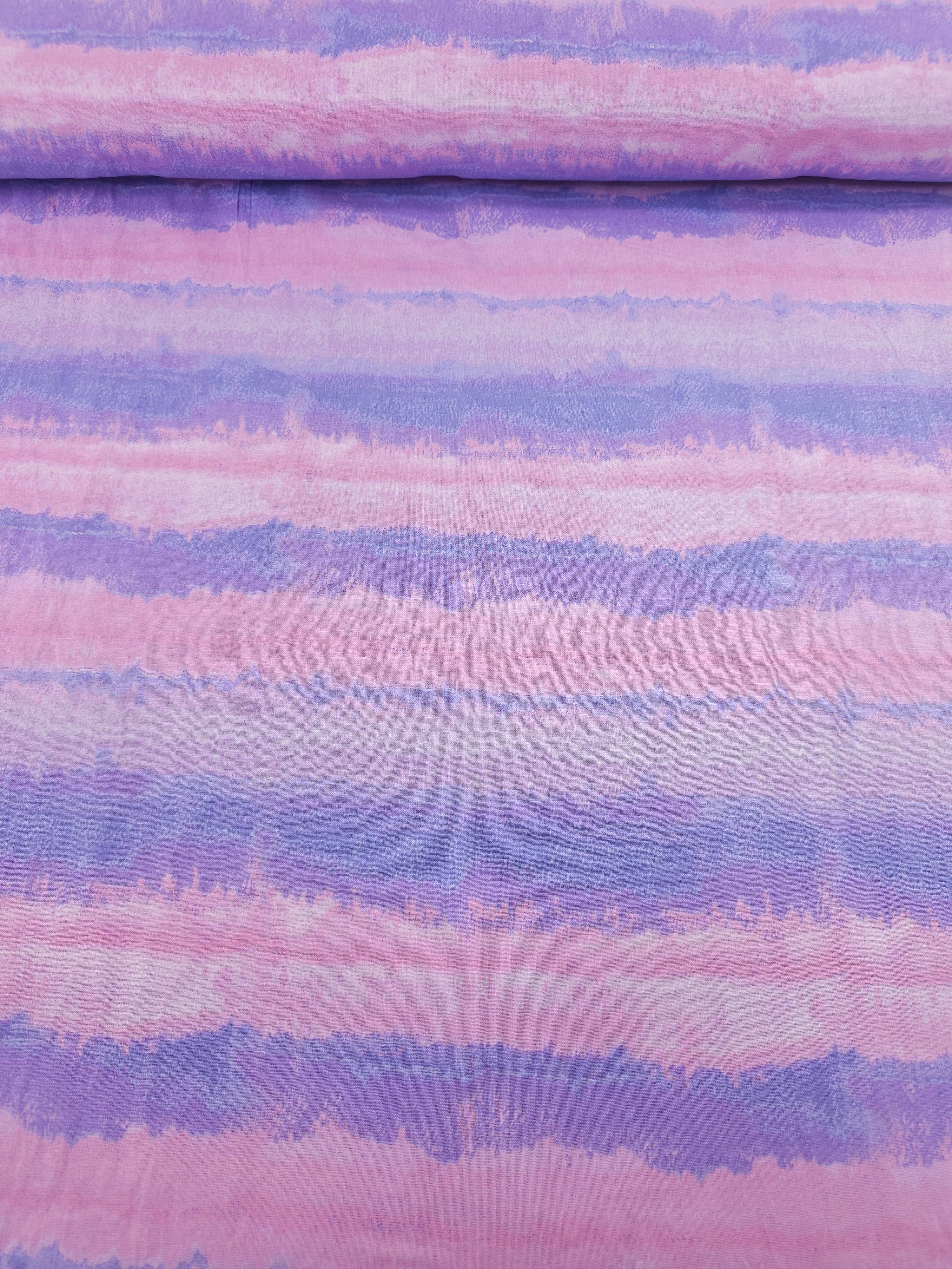 Lilac/Pink Block Stripe Diffusion 100% Cotton