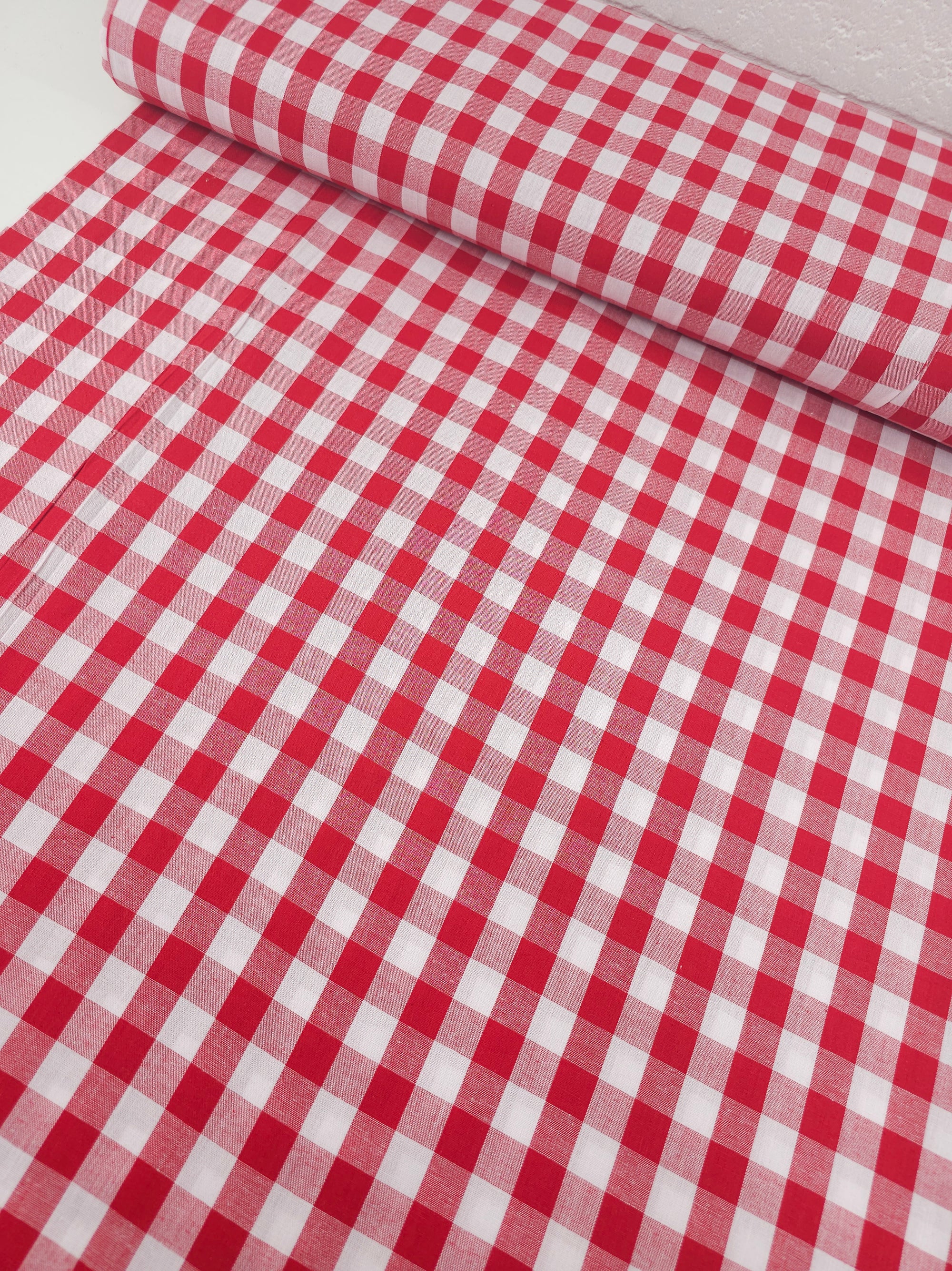 Red Big Gingham 100% Cotton 55"