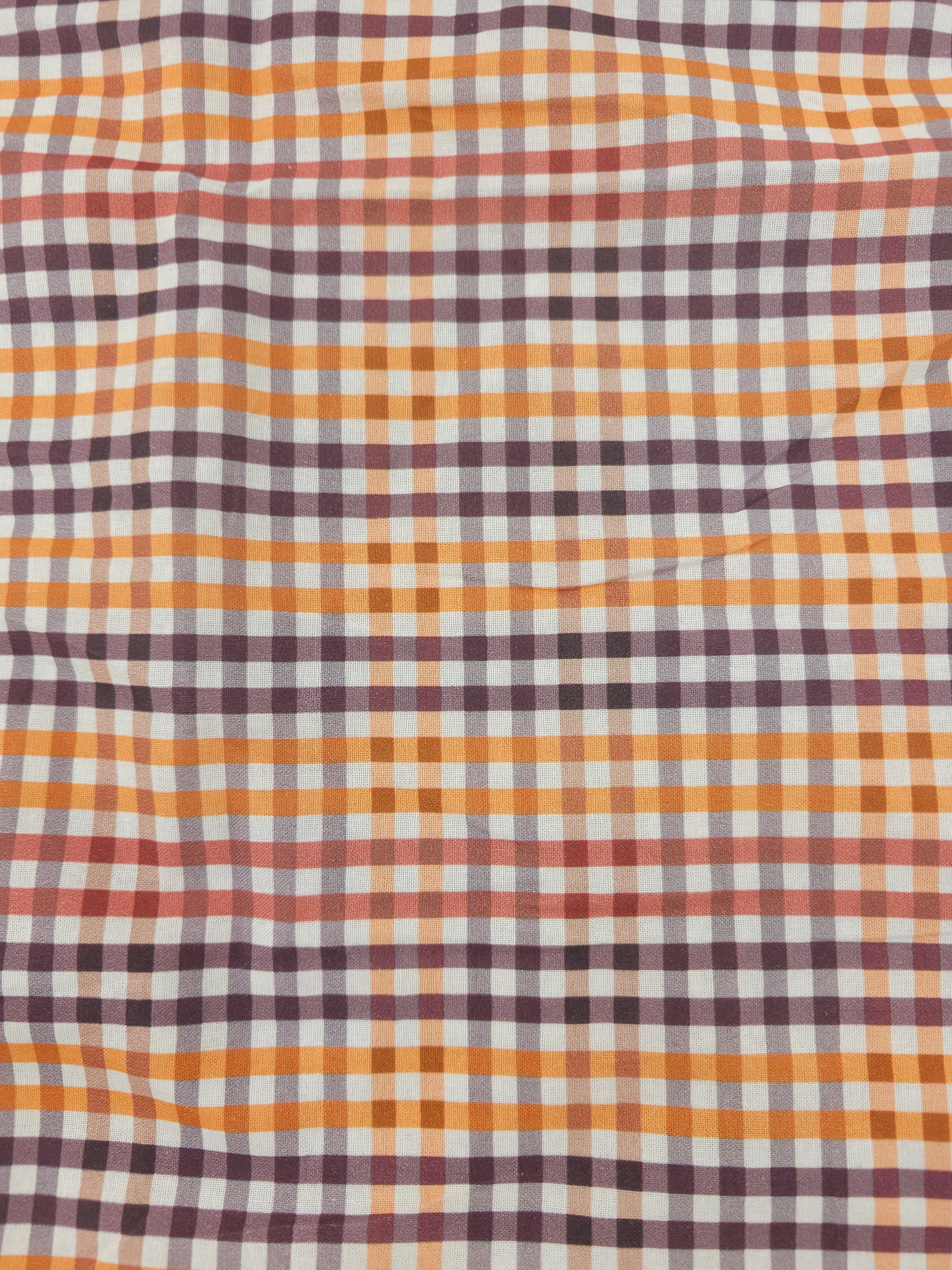 Orange plaid Cotton- 1.1m piece