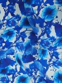  Blue Shell Floral Poly Satin Twill
