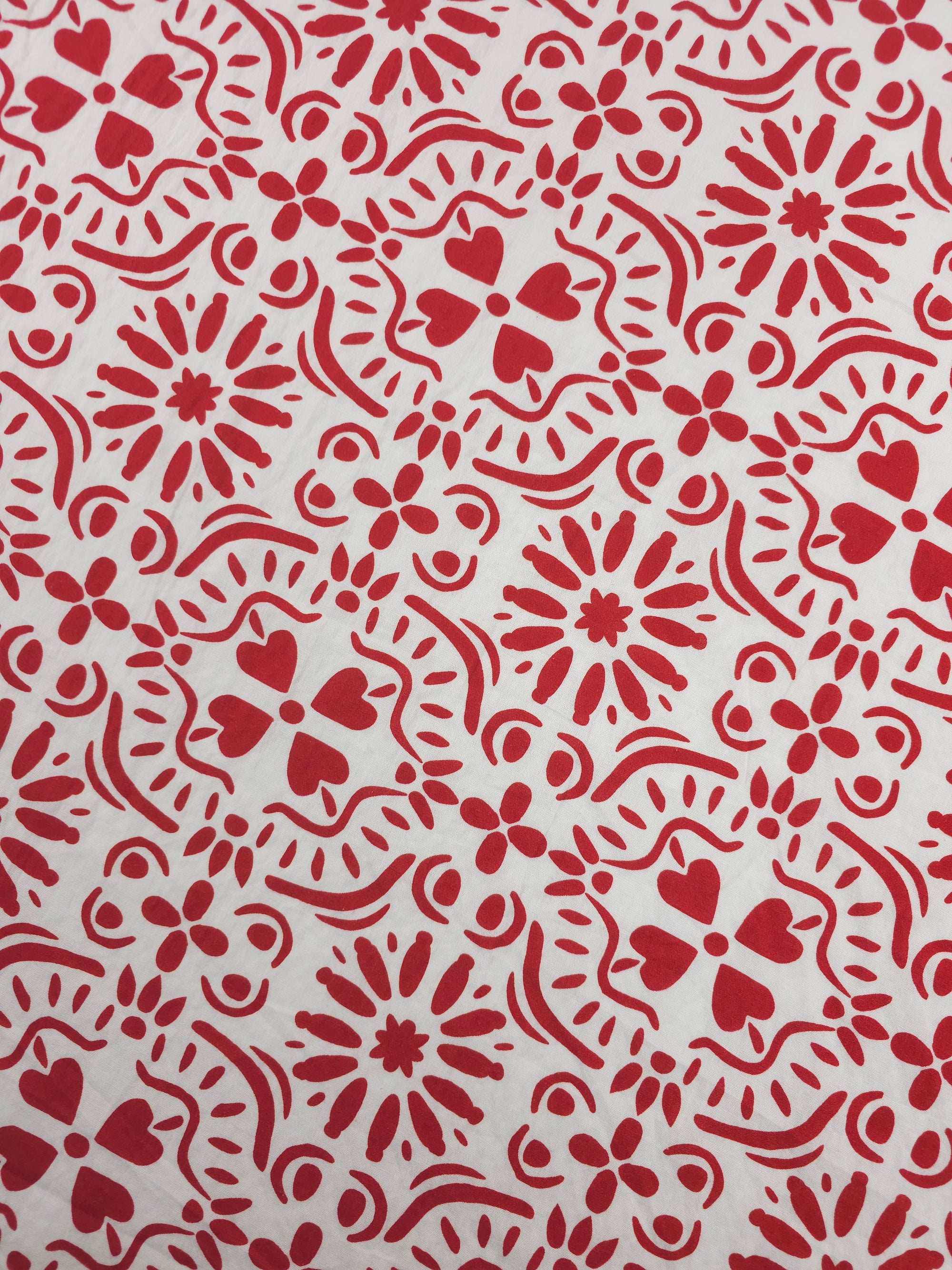 Red/White Heart Tapestry Cotton Modal