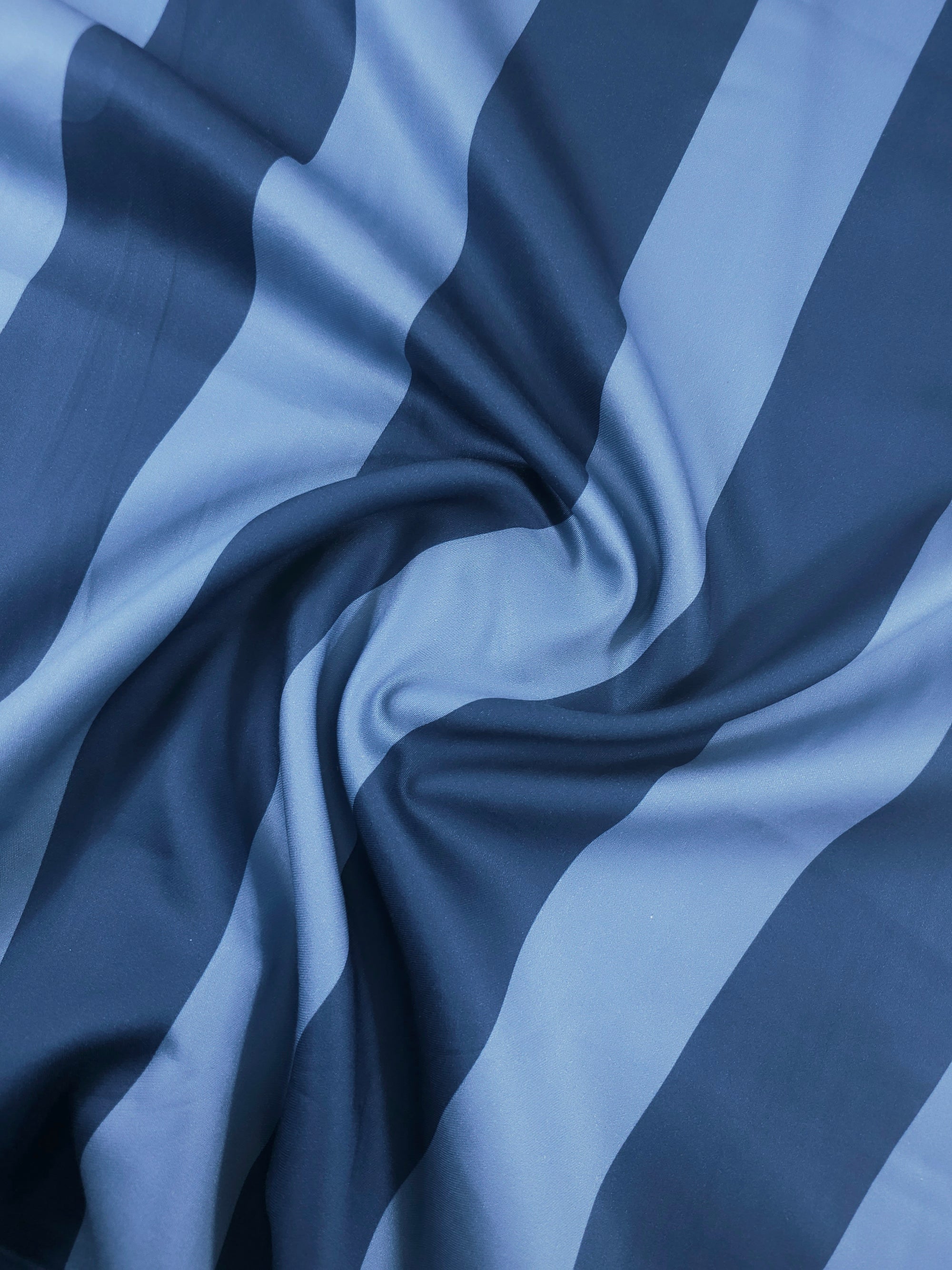 Powder Blue/Hale Navy Block Stripe Cotton Sateen 118" *EXTRA WIDE*