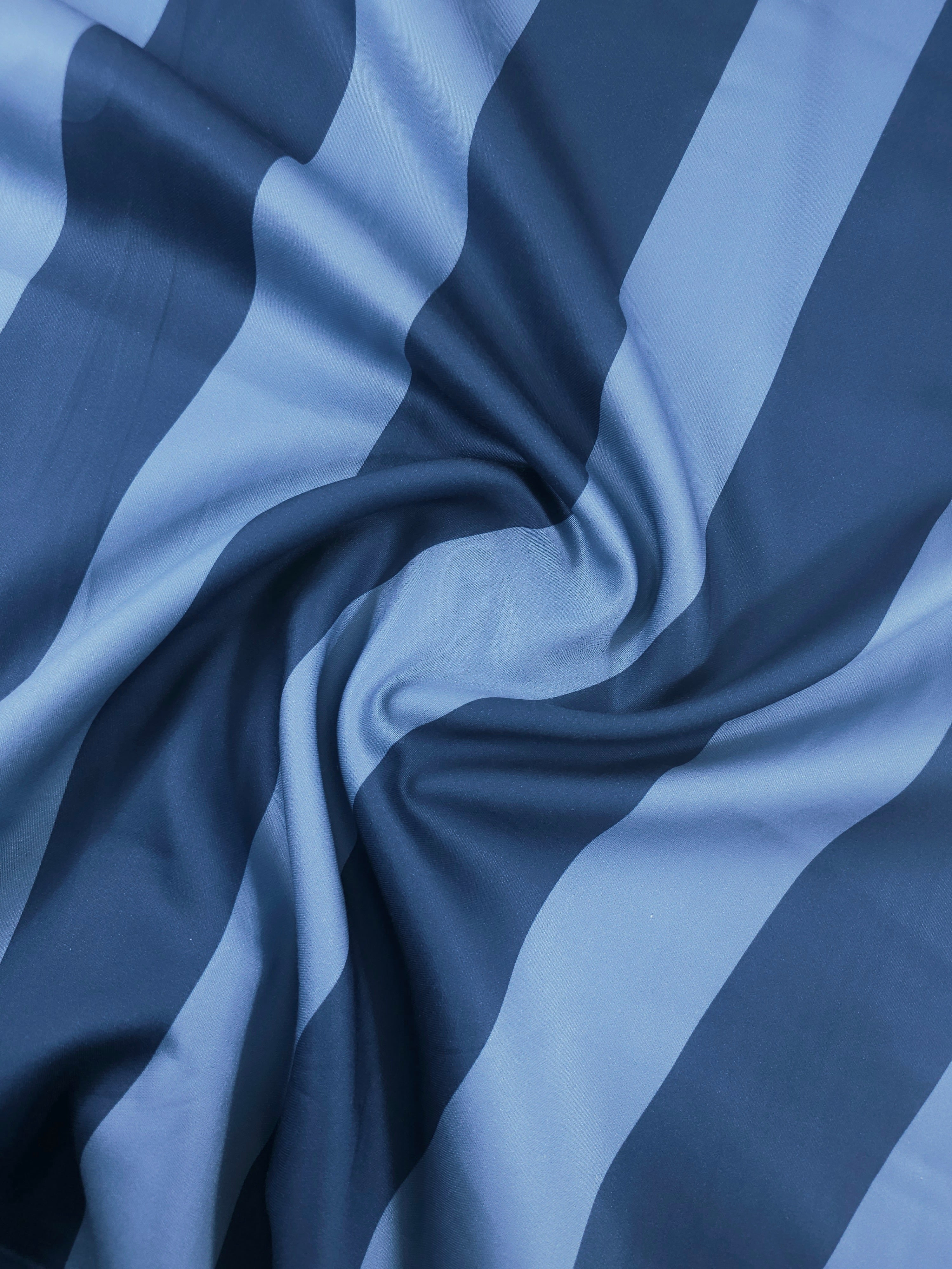 Powder Blue/Hale Navy Block Stripe Cotton Sateen 118" *EXTRA WIDE*