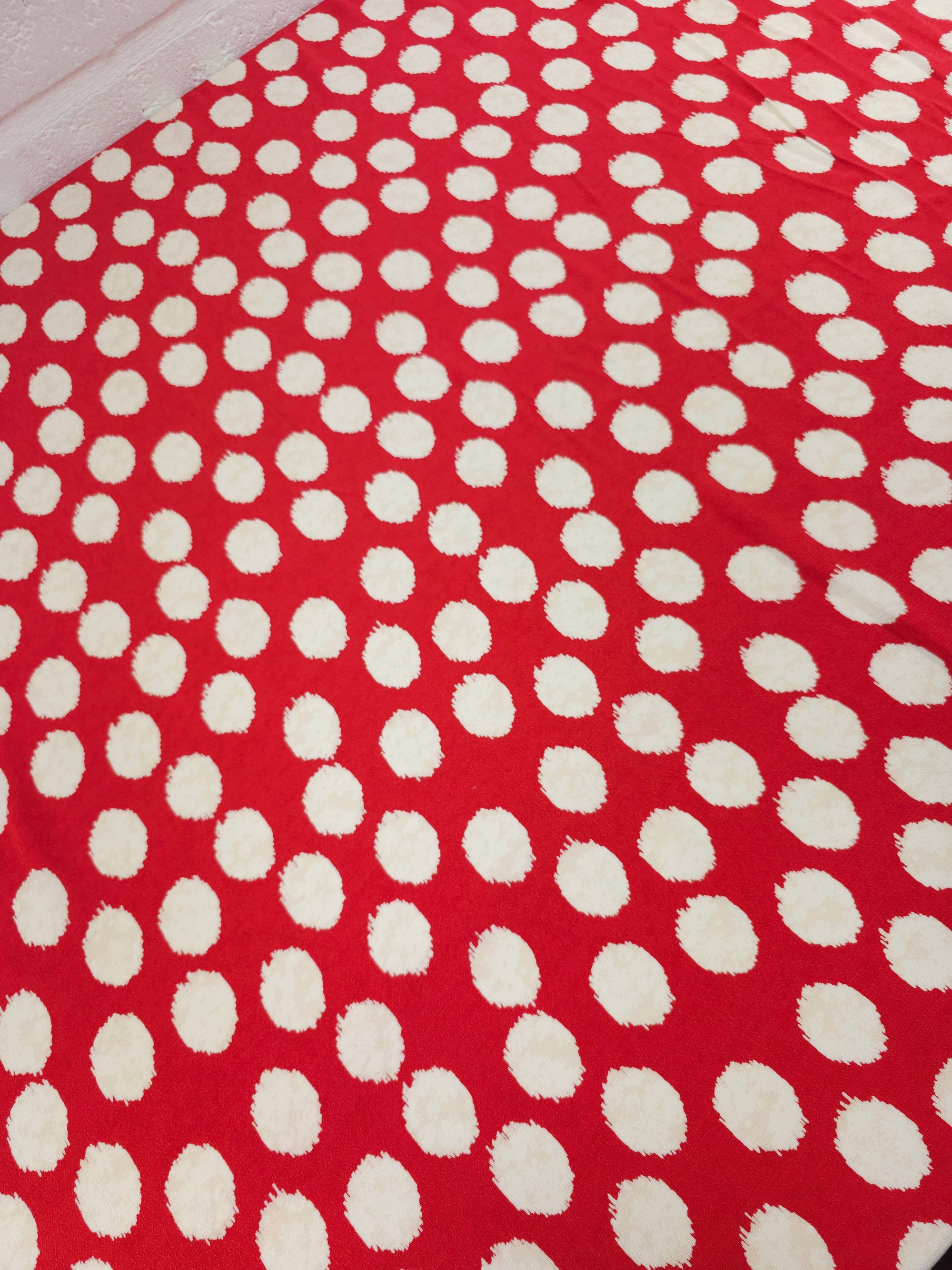 Red Big Polka Spot Viscose Crepe