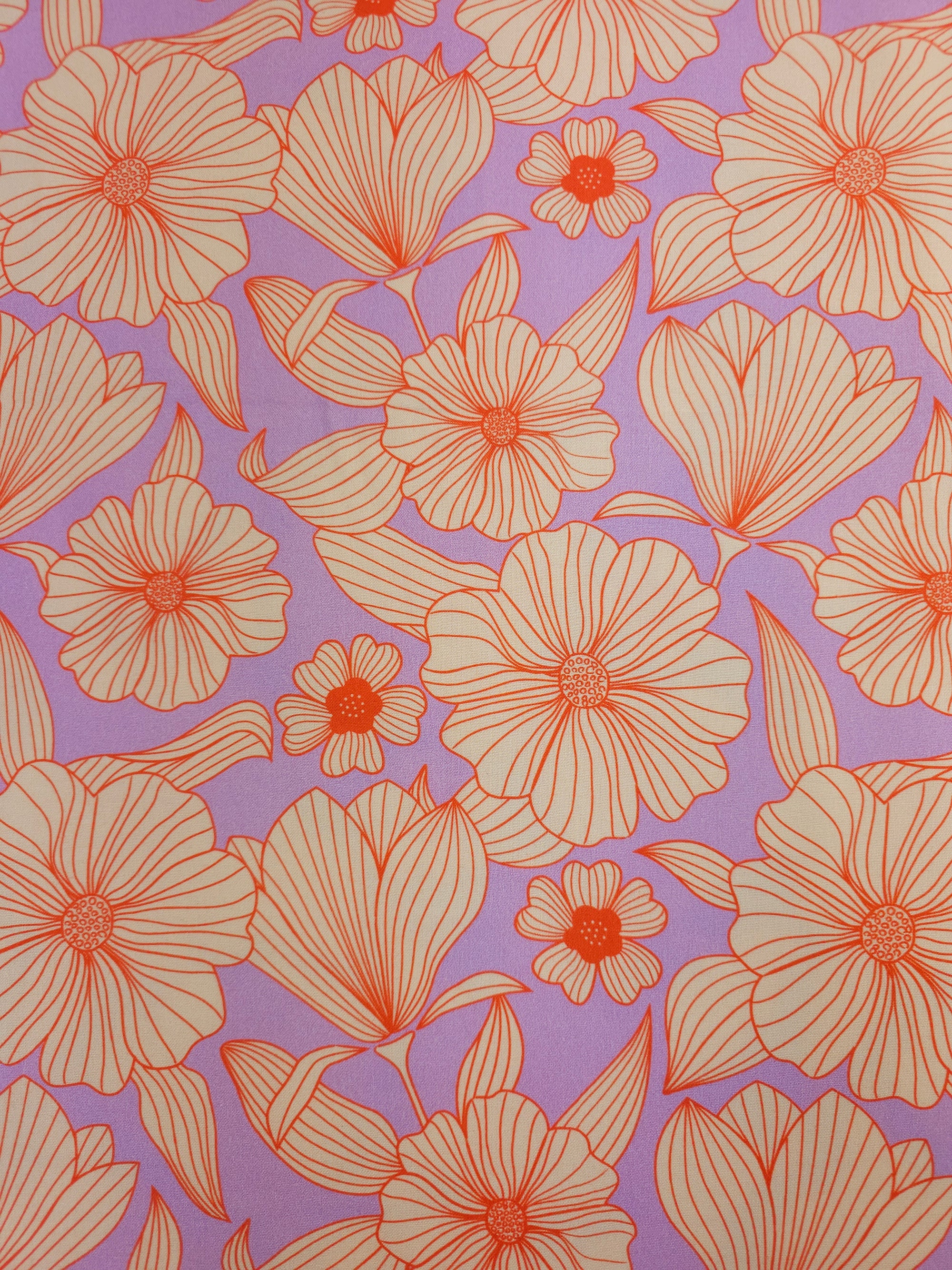 Lilac/Cream Line Floral Cotton Viscose *THE CRAFTY PIE*